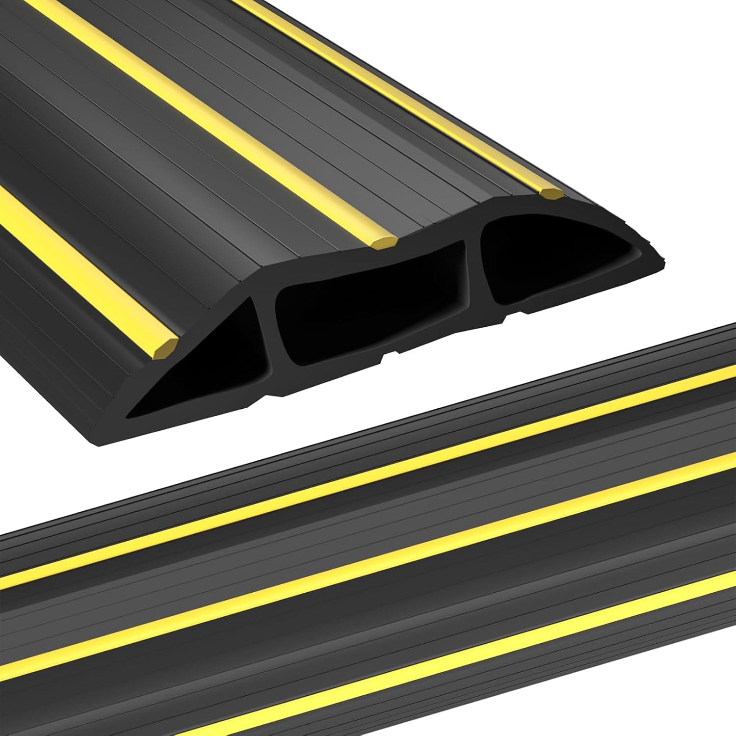 AGPtek - 10 Ft Floor Cord Protector 3 Channels Floor Cord Cover - Black - 10Ft