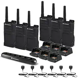 Motorola Solutions - 6 x Motorola RMM2050 On-Site 2-Way Radio (RMM2050) - 6 Pack With Mics Bundle - Black