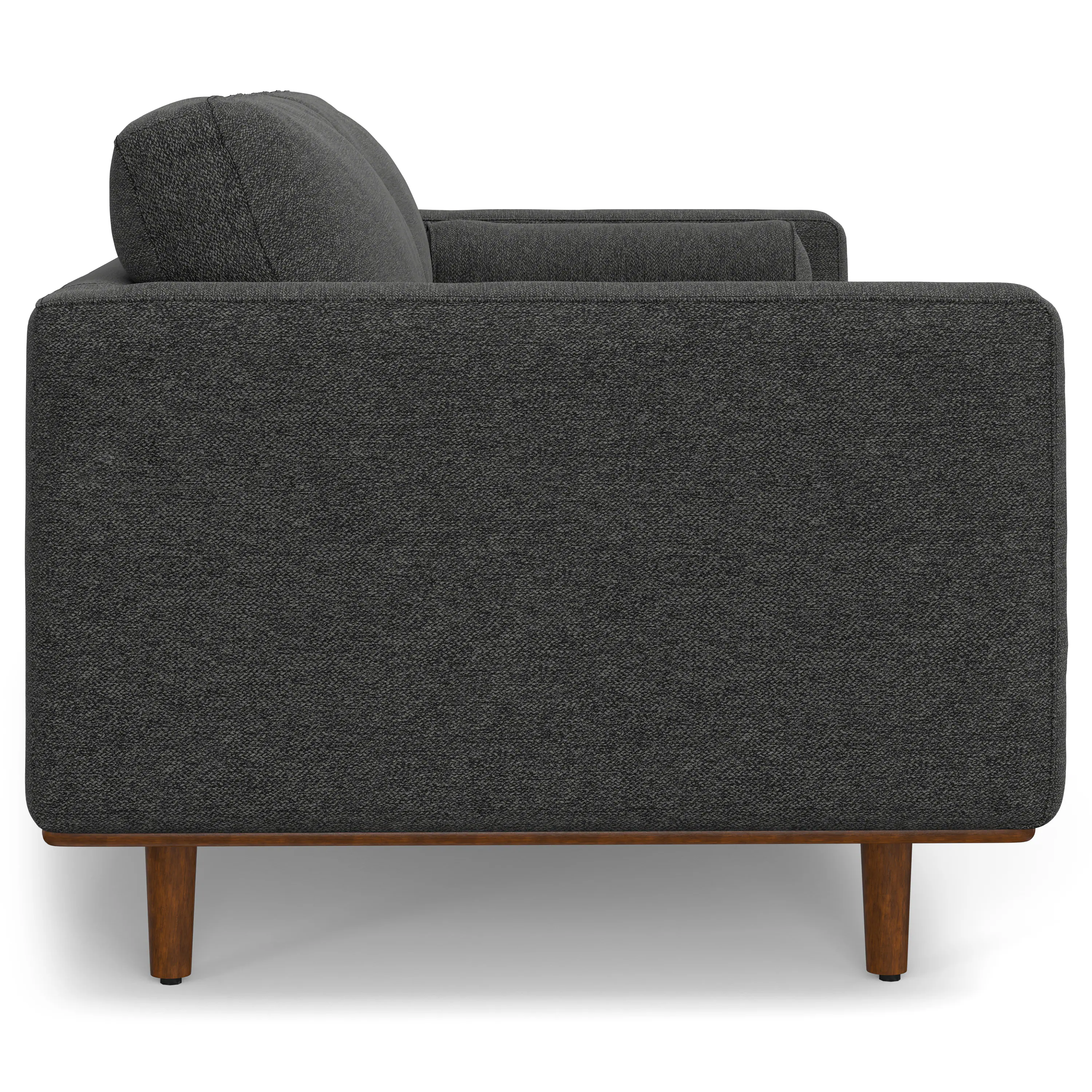 Left. Simpli Home - Morrison 89 inch Wide Mid-Century Modern Sofa in Charcoal Grey Woven-Blend Fabric - Charcoal Grey.