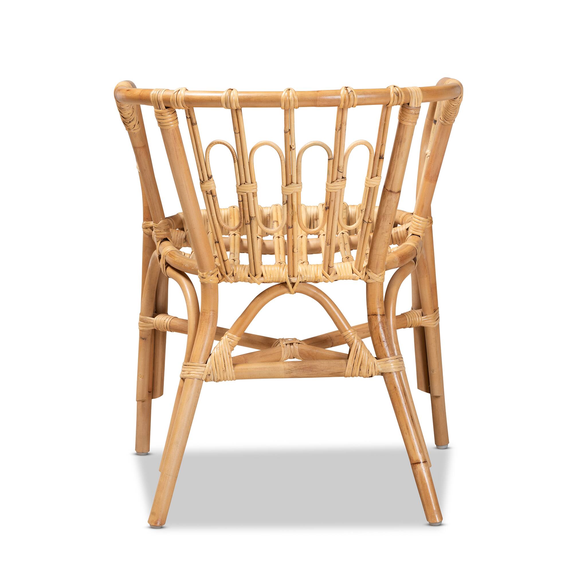 Back. bali & pari - Luxio Modern and Contemporary Natural Finished Rattan Dining Chair - Natural.