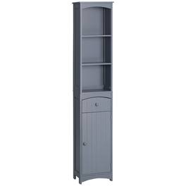 Homcom - Bathroom Storage Cabinet, Free Standing Bathroom Storage Unit, Tall Linen Tower with 3-Tier Shelves and Drawer - Gray