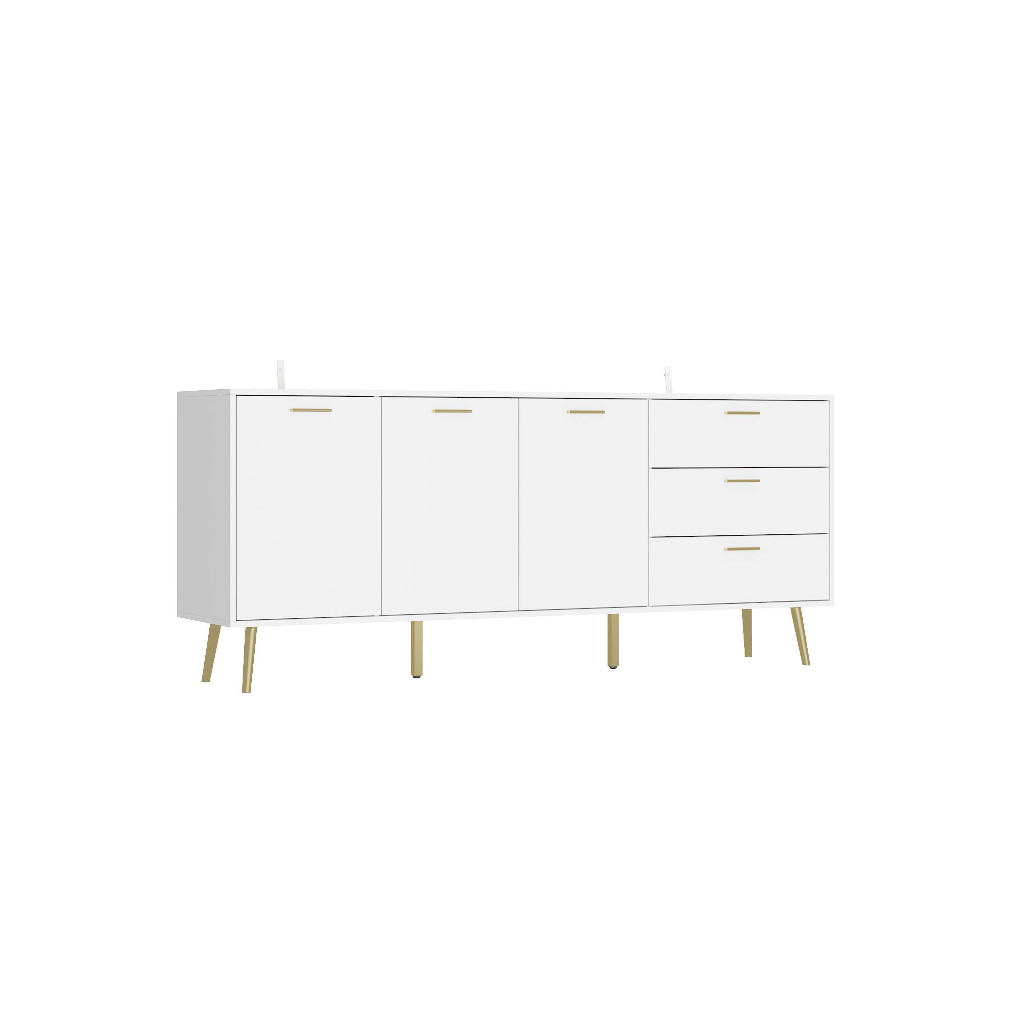 Angle. Famapy - Famapy Combo Sideboard Silent Rails Drawers Metal LegsMulti - Scene All - round Storage Dresser - White.