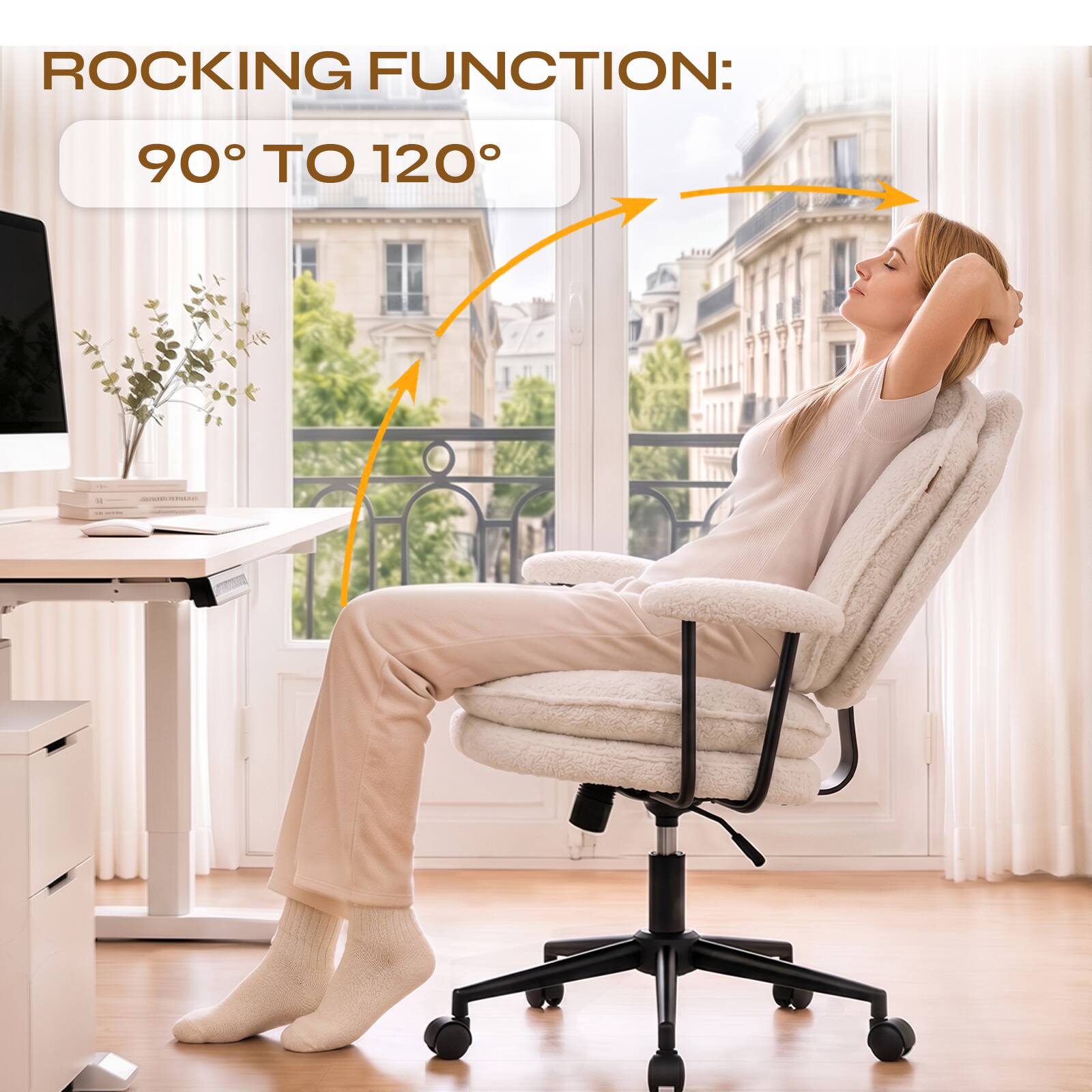 Pinmoco Ergonomic Office Chair with Padded Armrests and High Back ...