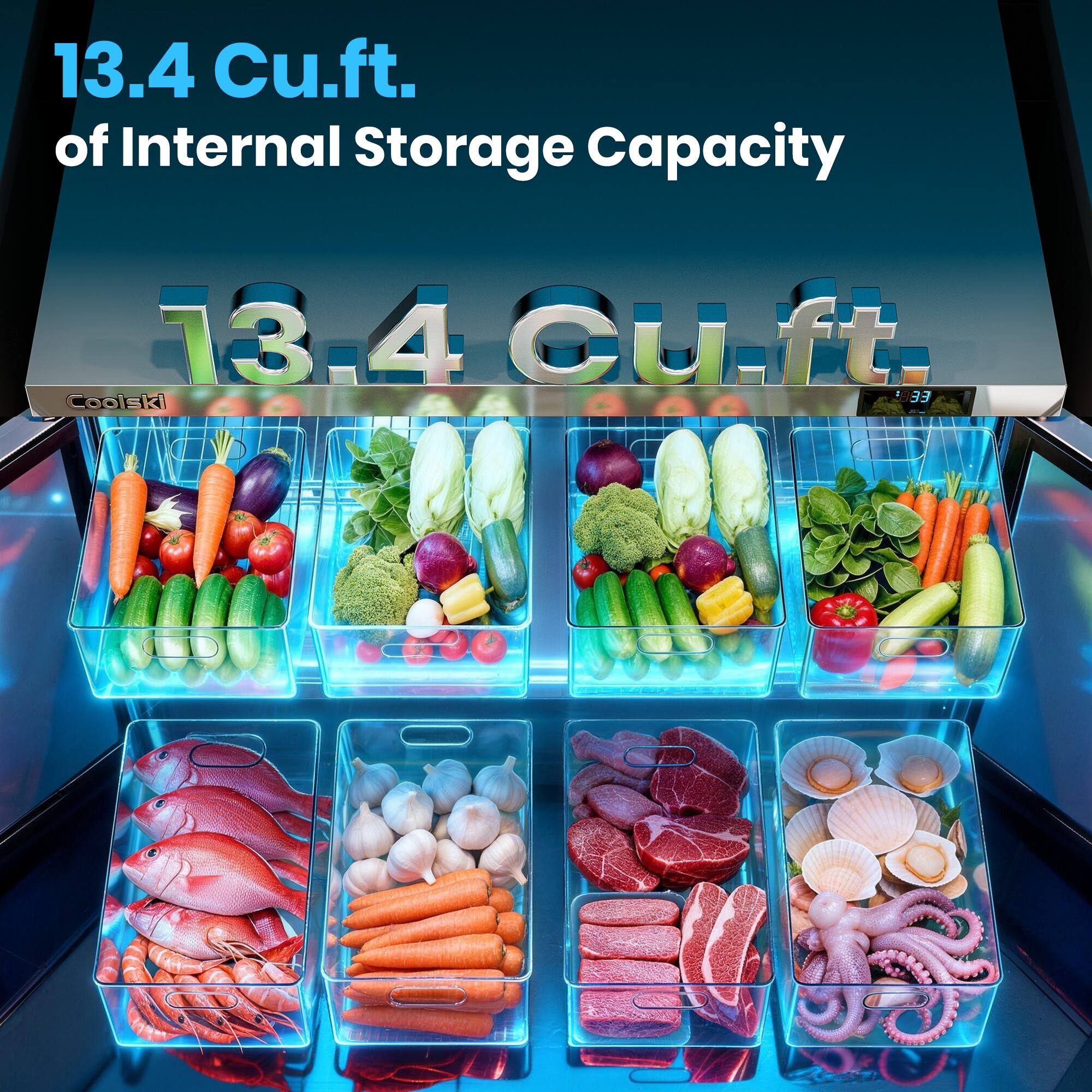 13.4 Cu.ft. of Internal Storage Capacity  
13.4 Cu.ft.  
Coolski EE