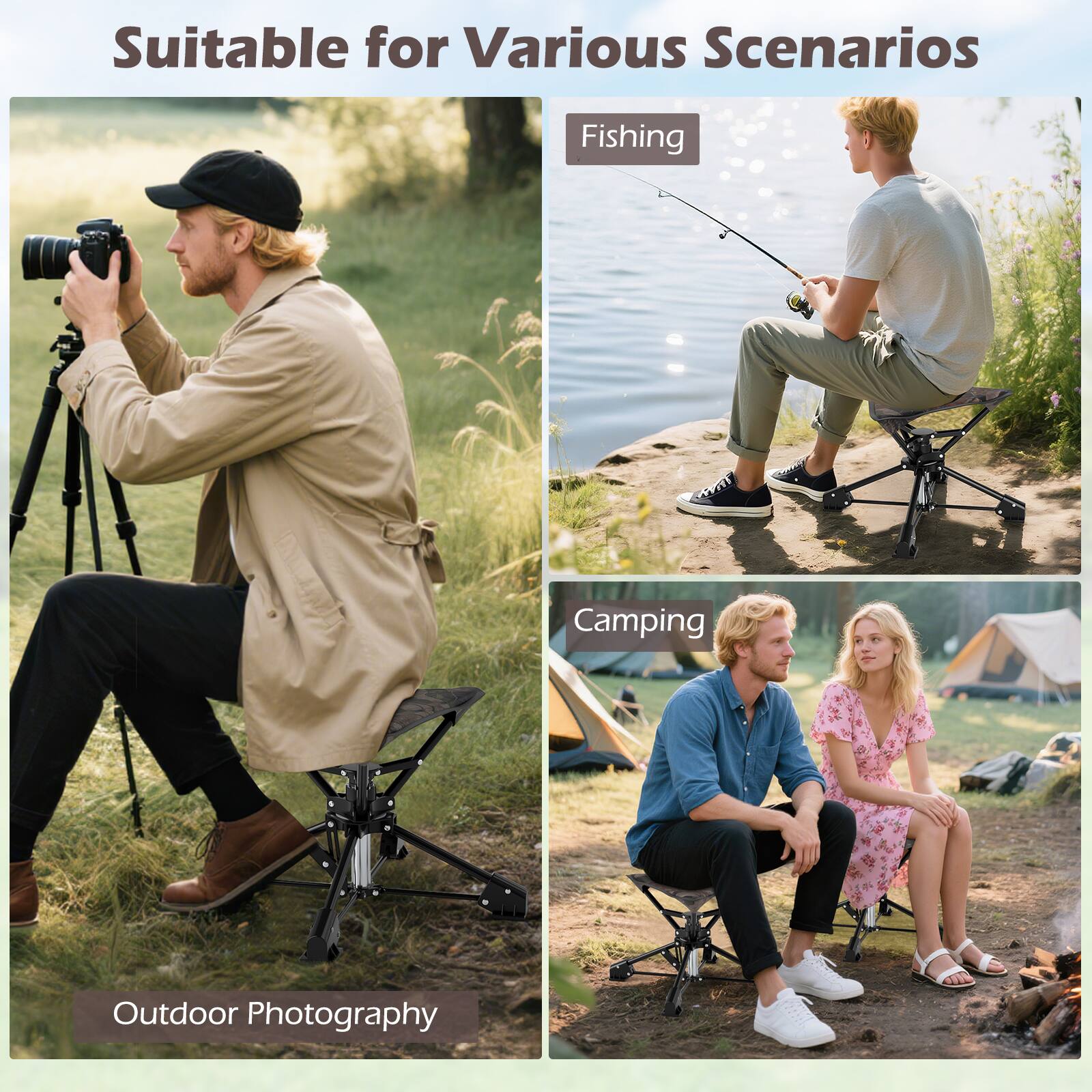 Suitable for Various Scenarios

- Outdoor Photography
- Fishing
- Camping