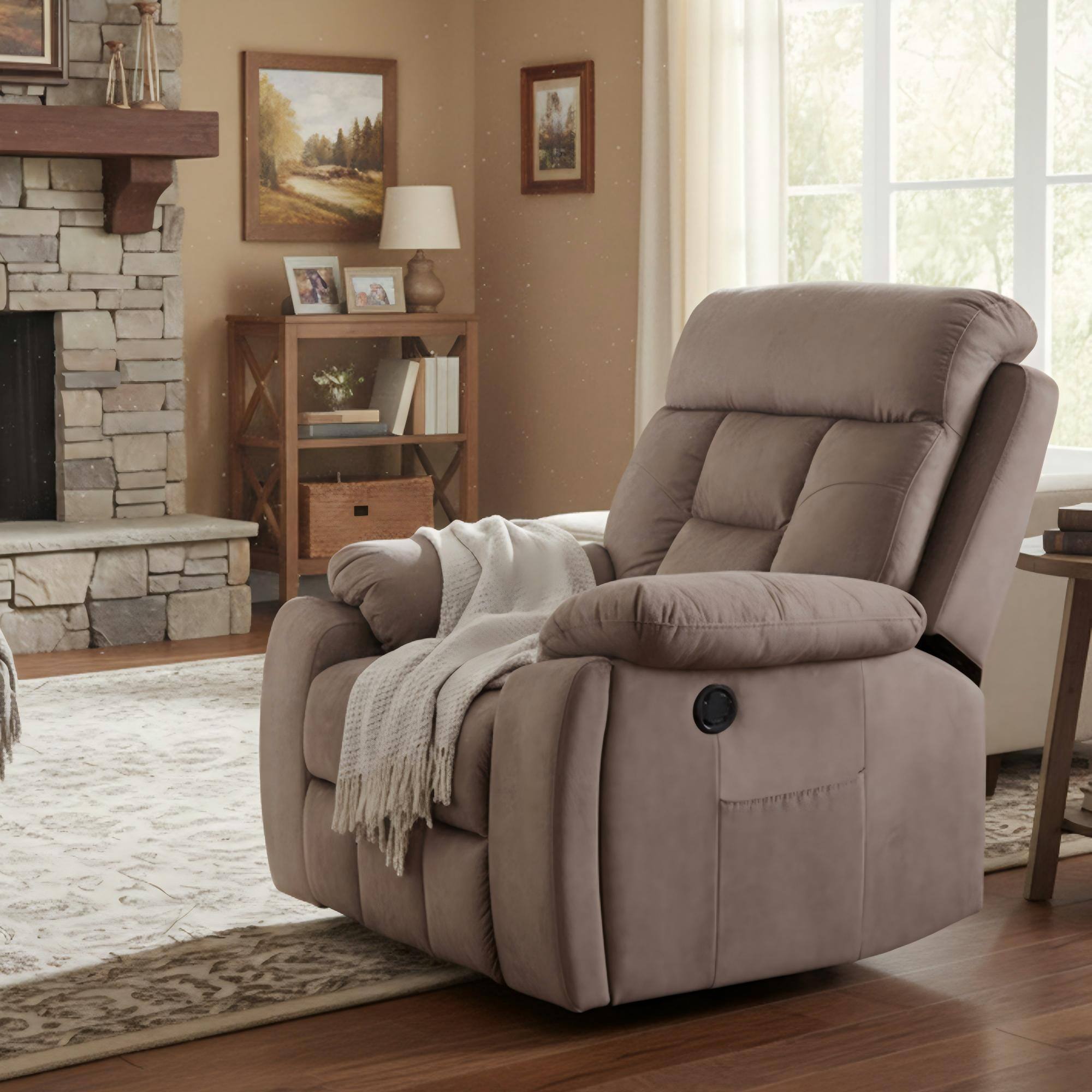 Alt View 1. Boyel Living - Oversize 26in Wide Power Lift Recliner Elderly 8 Massage Points Lumbar Heating German OKIN Motor Hidden Cup Holder - Antique brown.