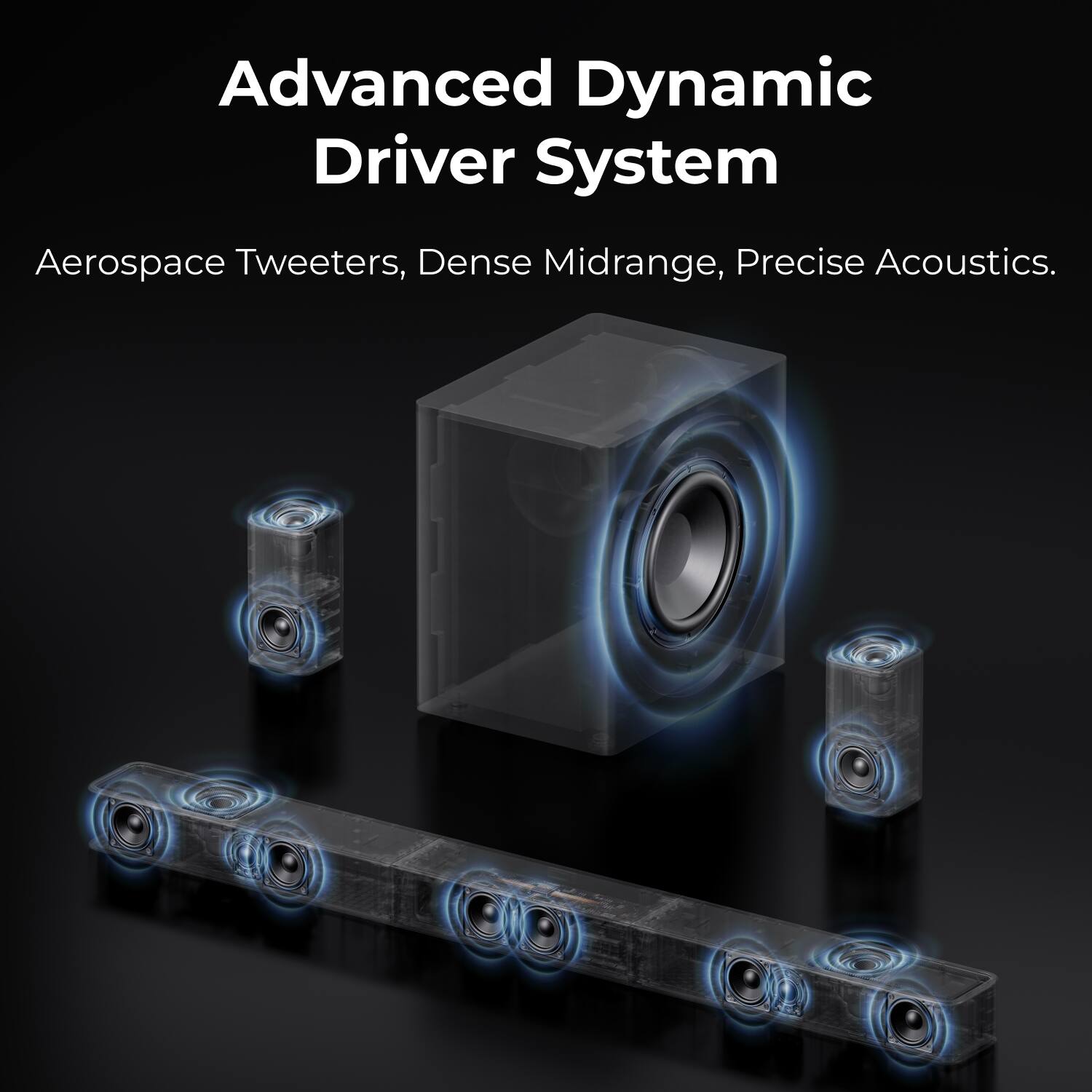 Advanced Dynamic Driver System  
Aerospace Tweeters, Dense Midrange, Precise Acoustics.