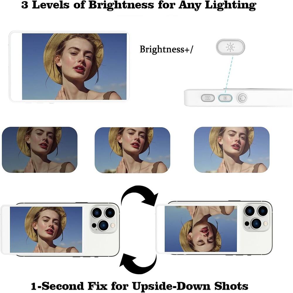 3 Levels of Brightness for Any Lighting

Brightness++

1-Second Fix for Upside-Down Shots