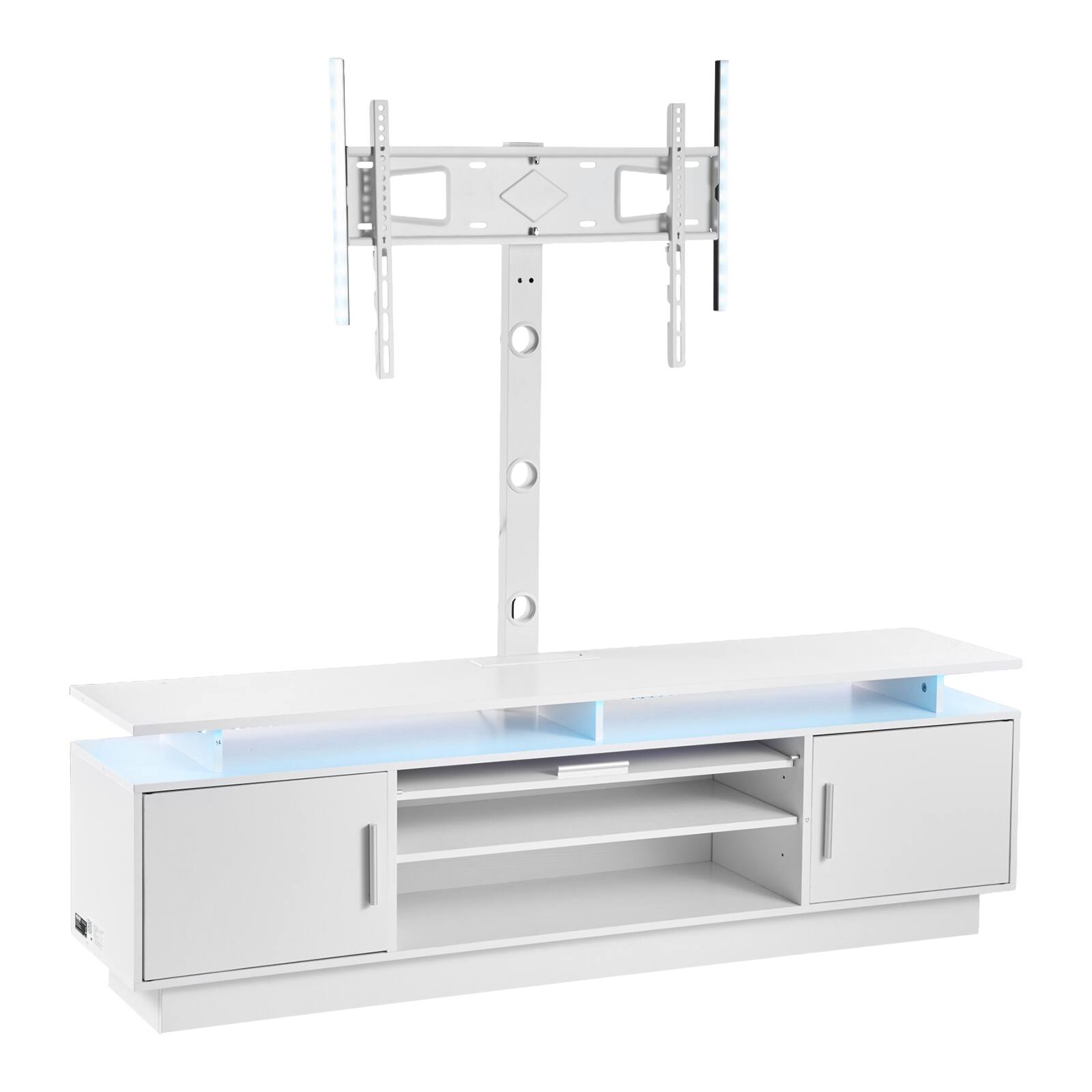 Alt View 5. VEVOR - TV Stand with Mount, 59.1 Inch, Swivel TV Stand Console with Power Outlet, for 32-75 Inch TVs - White.