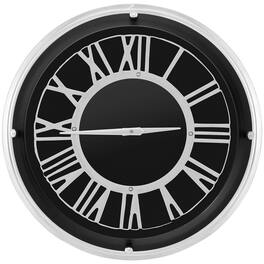 Costway - 17.5 Inch Silent Wall Clock with Frame Roman Number Glass Cover - Silver