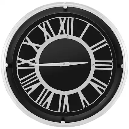 Front. Costway - Costway 17.5 Inch Silent Wall Clock with Silver Frame Silver Roman Number Glass Cover - Silver.