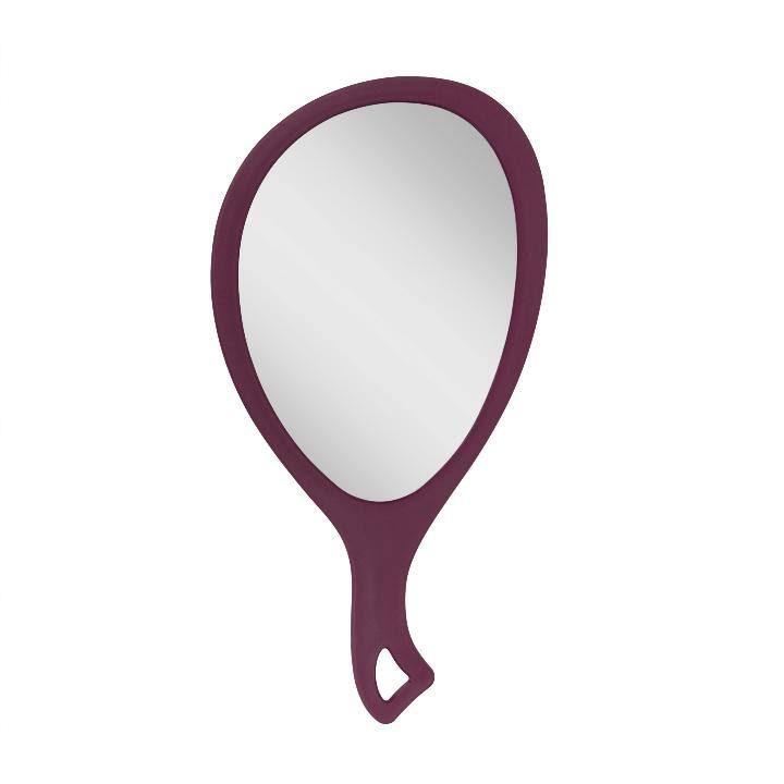 Front. Zadro - Medium Teardrop Handheld Mirror with Curved Comfortable Handle - Made In USA - Magenta.