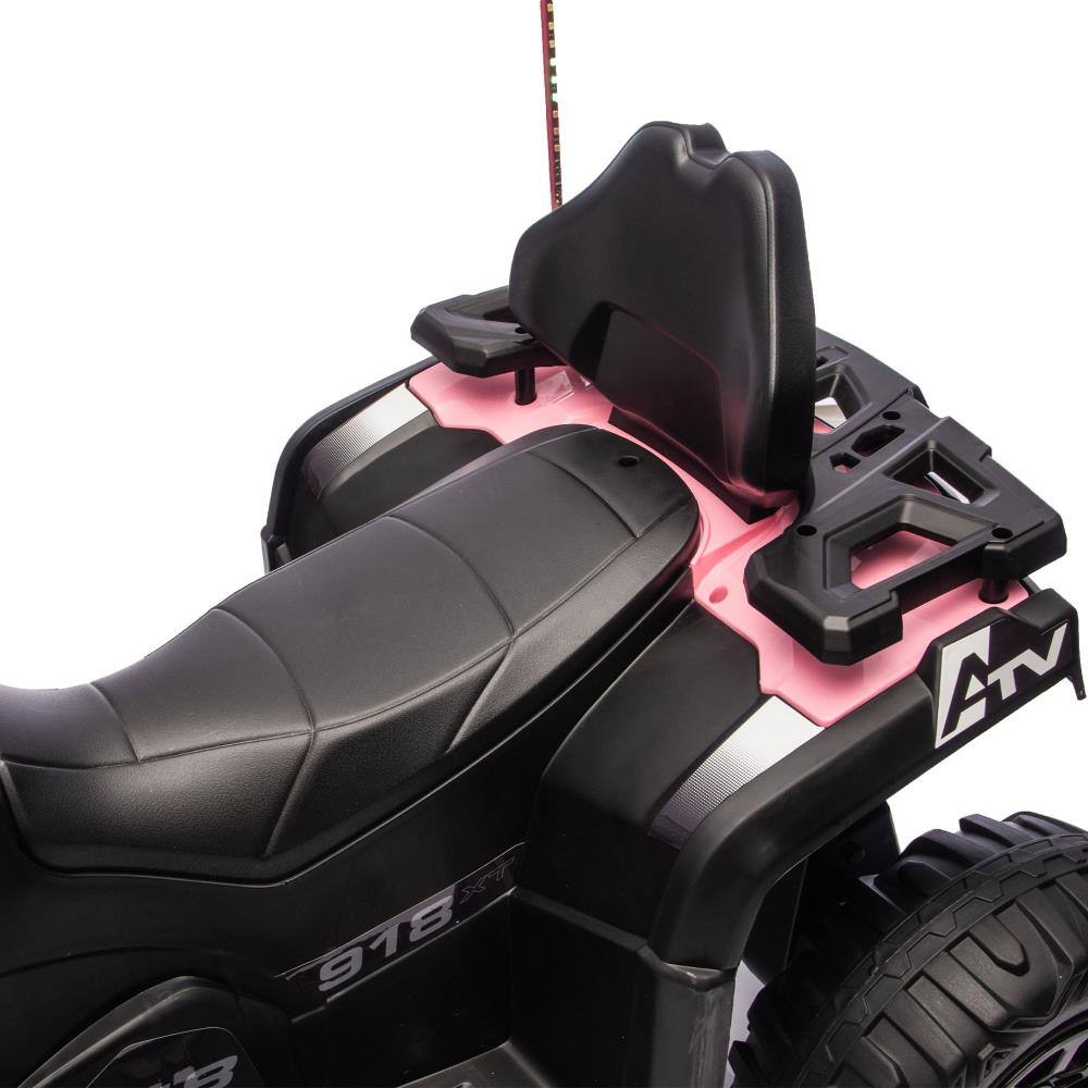 Alt View 2. BreeBe - 24V 160W Kids Electric ride on ATV with 2WD, Off-Road Design, Flags, LED Lights, Bluetooth, USB, Music, Ages 3-6 - Pink.