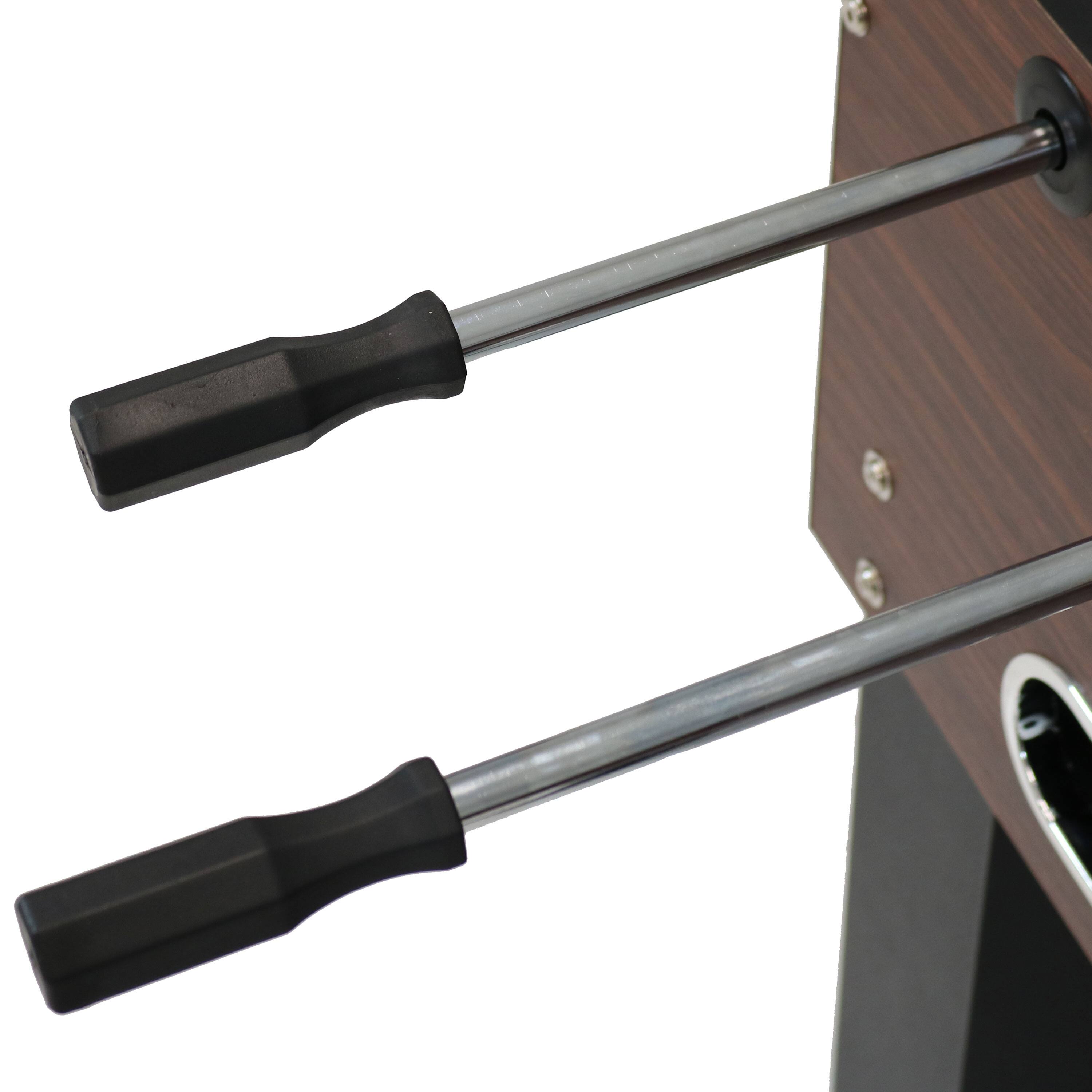 Alt View 5. Sunnydaze - 55 in Faux Wood Foosball Game Table with Folding Drink Holders - Brown.