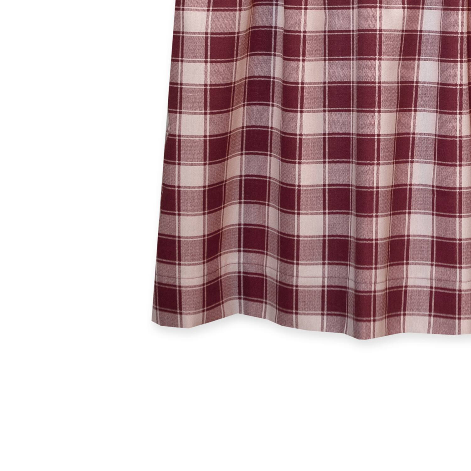 Alt View 1. Ellis Curtain - ELLIS 50% Polyester 50% Cotton Country Check Tailored With 1.5" Rod Pocket Tiers 56" x 24" Brick - Brick.