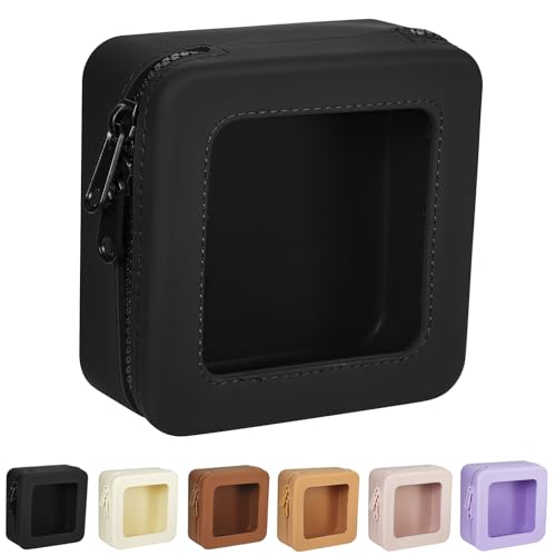 ESBANY - Clear Makeup Bag Square Portable Silicone Travel Cosmetic Bag for Women, Transparent Toiletry Bags, Gifts for Women Make - 01 Black