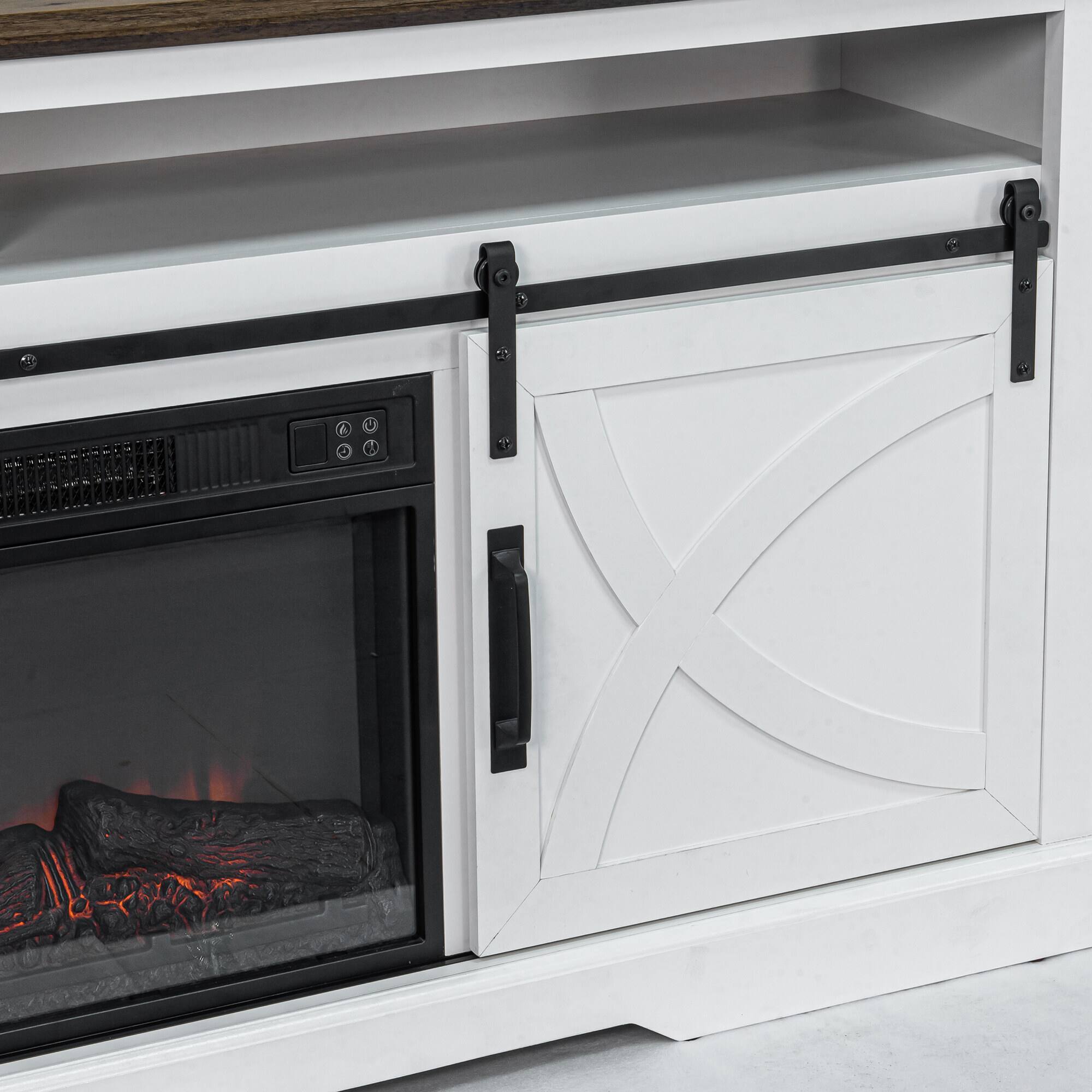 Alt View 9. Ihomeadore - 68" Electric Fireplace TV Stand Wood Media Console with Storage Entertainment Center for TVs up to 78" - White.