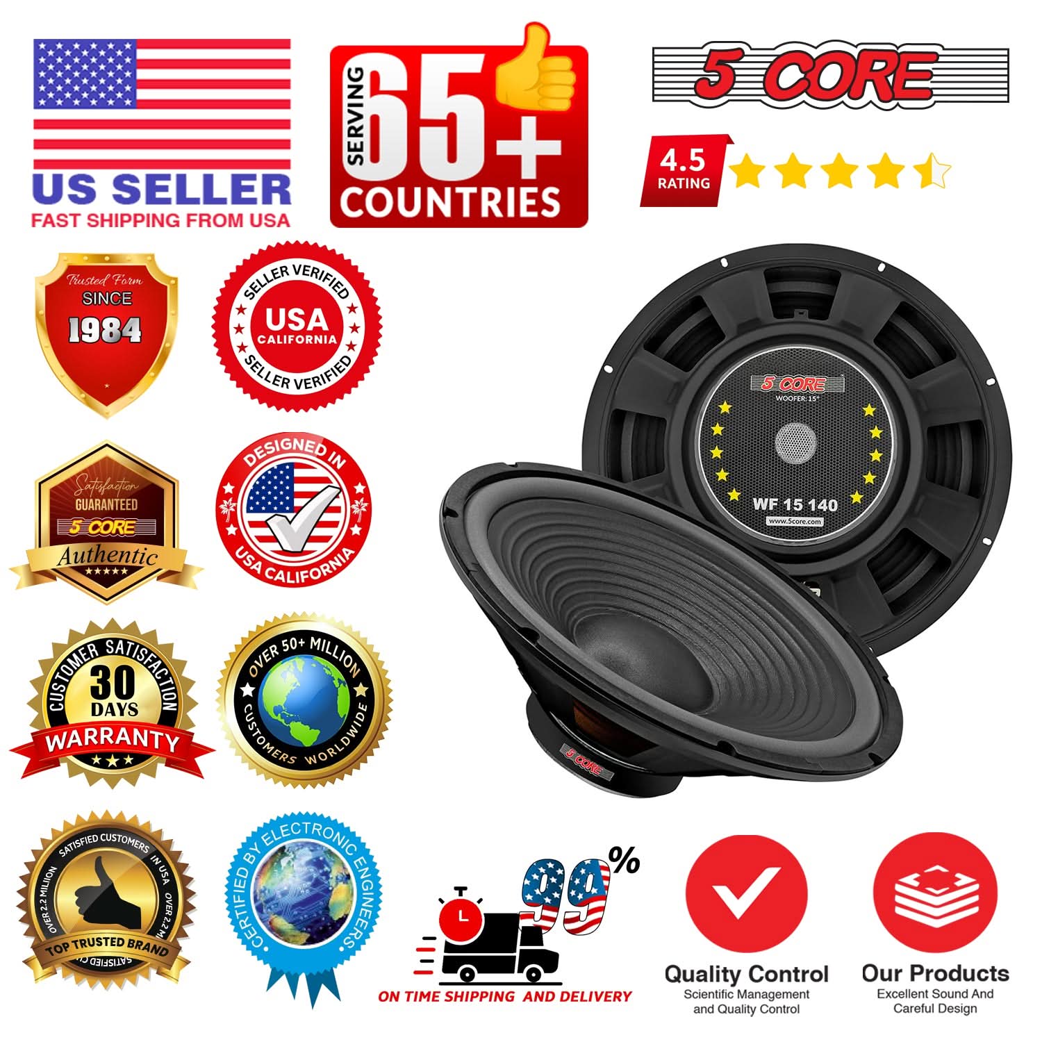 **US Seller**  
Fast Shipping from USA

**65+ Countries Served**

**4.5 Rating**

**Trusted Since 1984**

**Seller Verified**  
USA California

**5 Core**  
Authentic

**Designed in USA California**

**Customer Satisfaction**  
30 Days Warranty

**Over 50 Million Customers Worldwide**

**Certified by Electronic Engineers**

**Top Trusted Brand**

**On Time Shipping and Delivery**

**Quality Control**  
Scientific Management and Quality Control

**Our Products**  
Excellent Sound and Careful Design