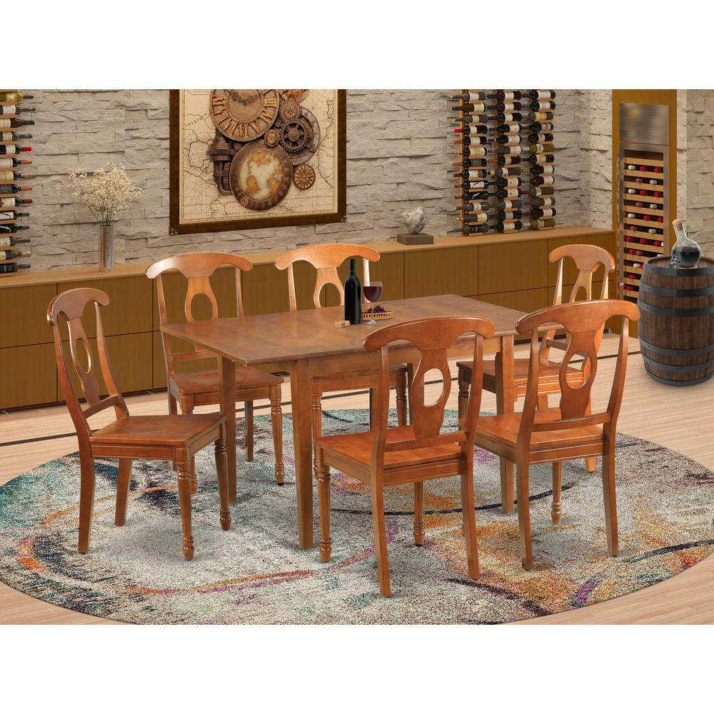Back. East West Furniture - 7 Pc Kitchen nook Dining set-small Table and 6 Dining Chairs - Saddle Brown.