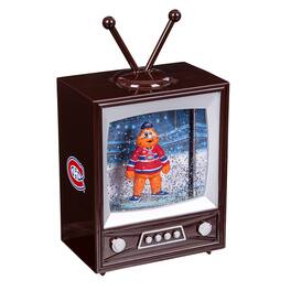 Evergreen Enterprises - Montreal Canadiens 8" Vintage TV Water Globe Lantern with Mascot - Brown