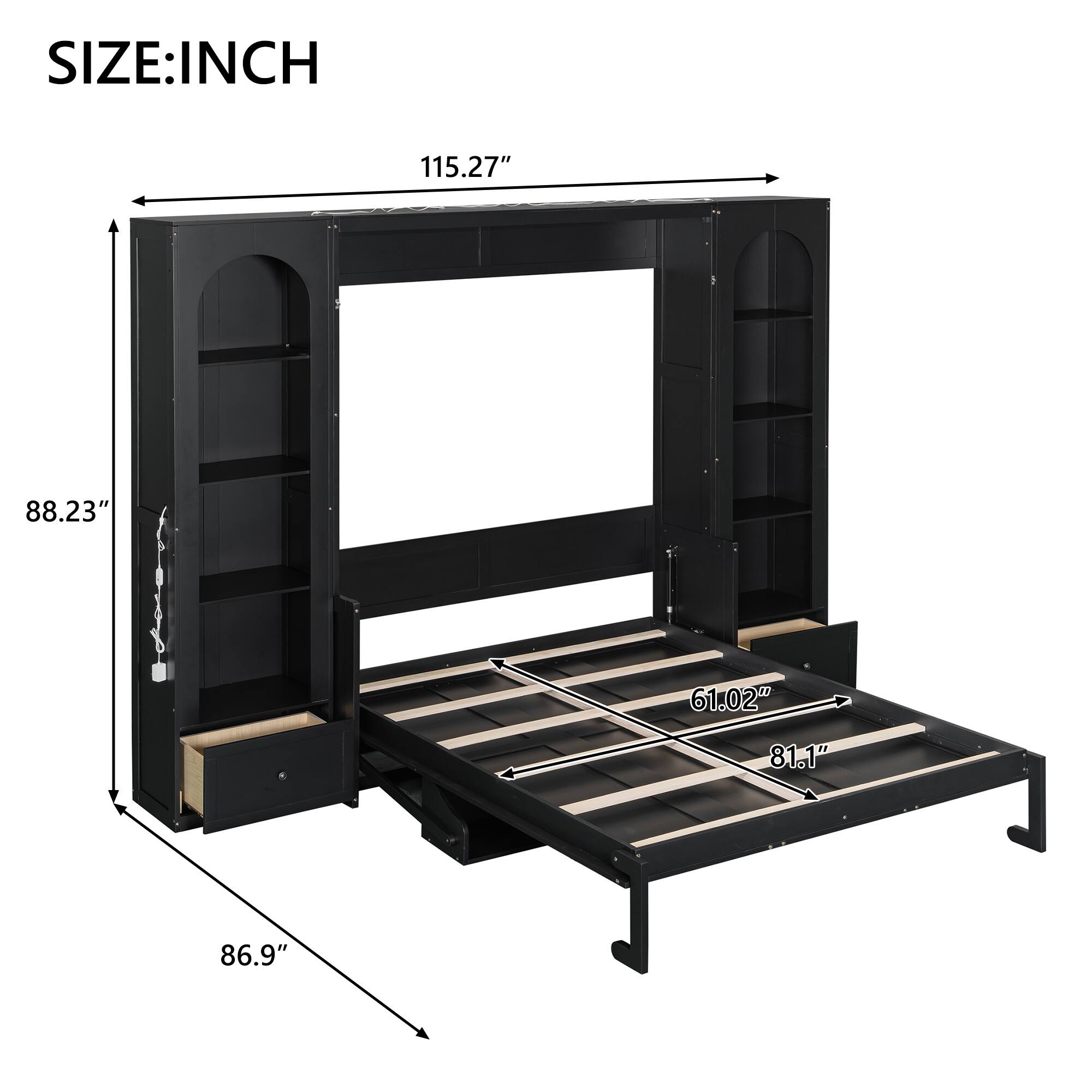 SIZE: INCH  
115.27"  
88.23"  
61.02"  
81.1"  
86.9"