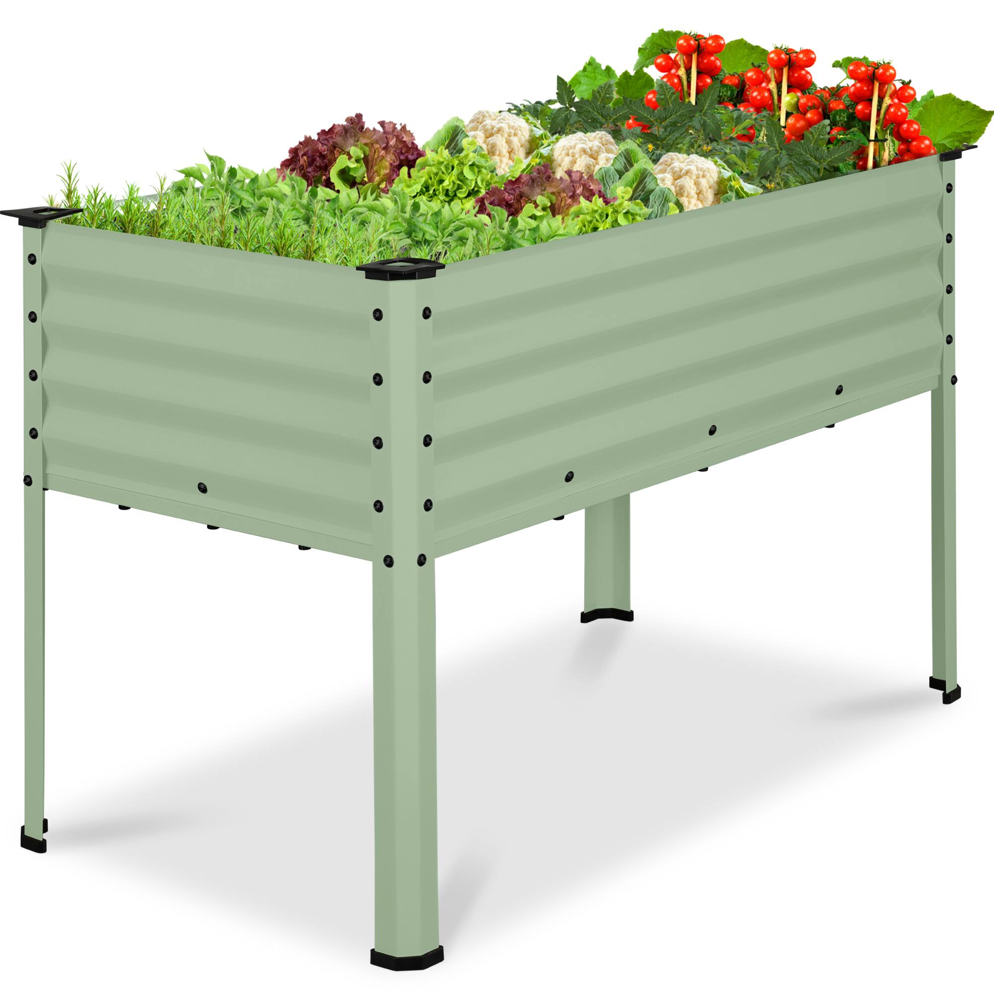 Best Choice Products - 48x24x30in Elevated Galvanized Metal Garden Bed w/ Corner Protectors - Sage Green