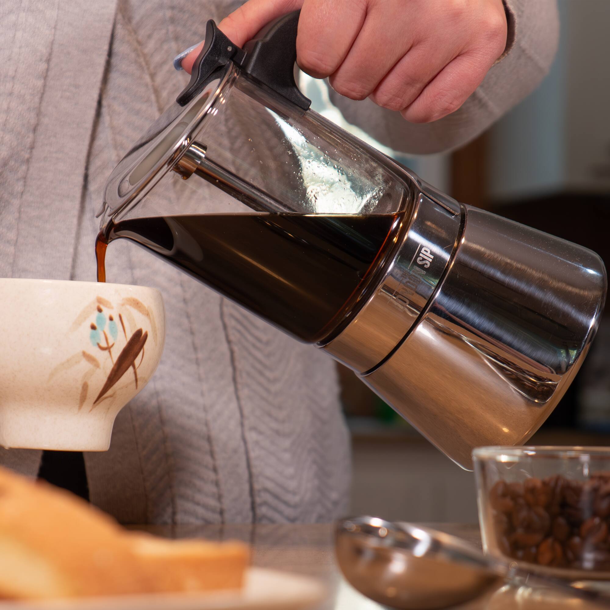 Alt View 2. Escali - London Sip, Stainless Steel Espresso Maker 9-cup, Glass - Glass.