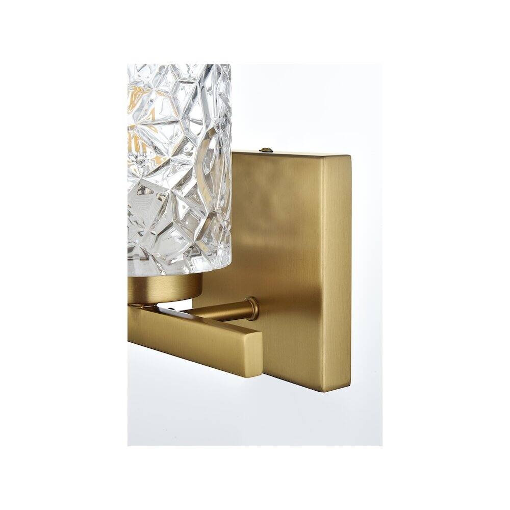 Alt View 1. Living District - Cassie 7 inch Wall Sconce in Satin Gold - Satin Gold And Clear.