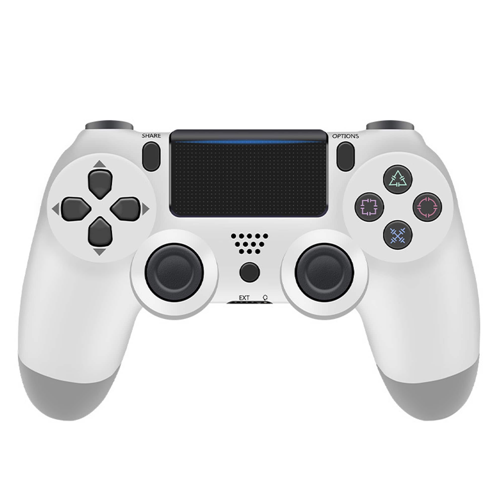 YONWAY - Wireless Bluetooth Game Controller for PlayStation 4, Console Gamepad with Touch Panel, Six-axis Dual Vibration - White