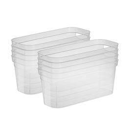 Sterilite - 6.25x6.25x15 In Narrow Storage Bin with Carry Handles, Clear (8 Pack)
