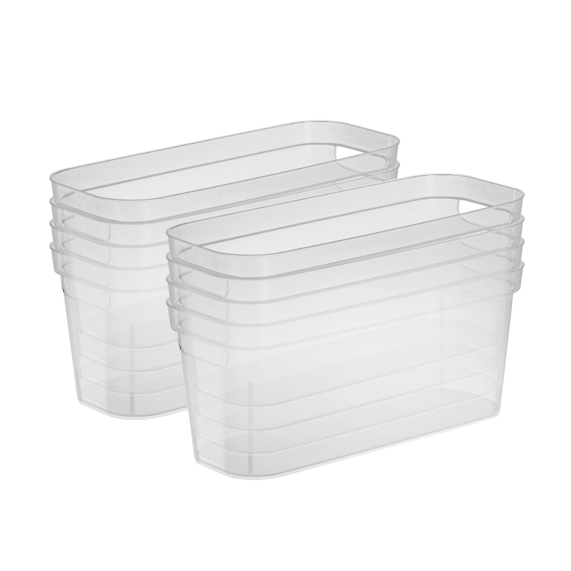 Front. Sterilite - Sterilite 6.25x6.25x15 In Narrow Storage Bin with Carry Handles, Clear (8 Pack).