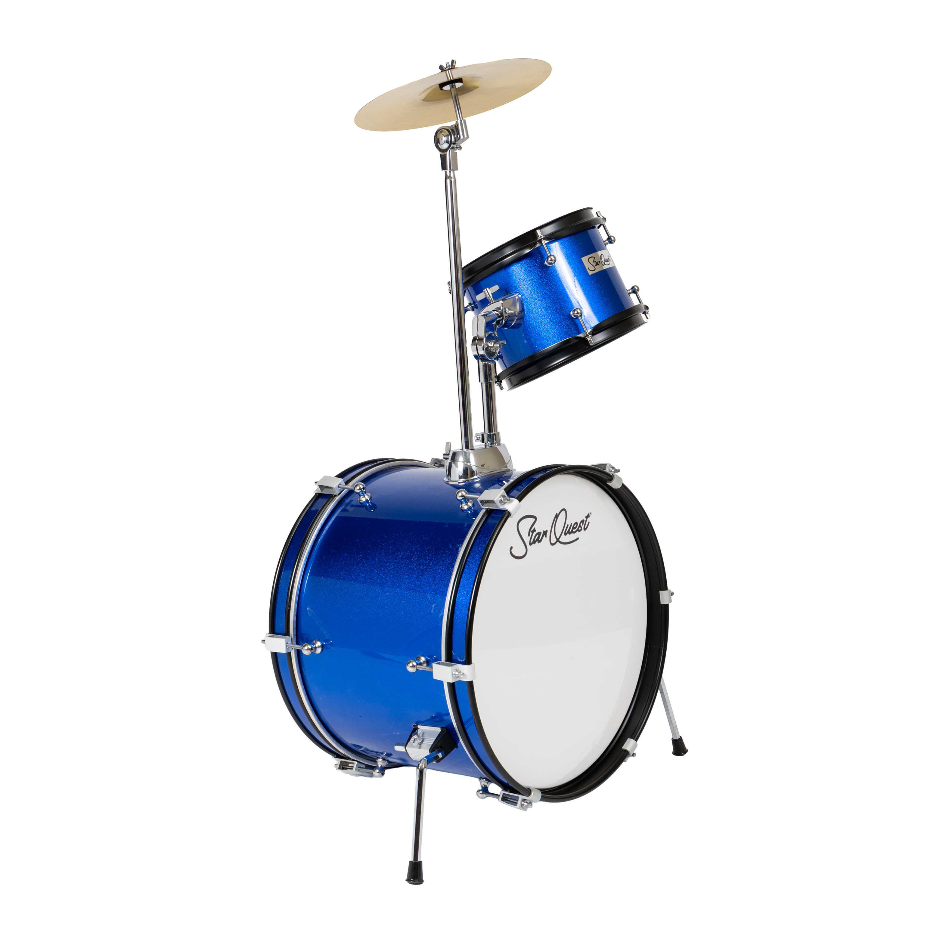 Alt View 8. StarQuest - StarQuest Junior 3-Piece Drum Set – Premium Metallic Blue Finish with Bass, Snare, Tom and Crash Cymbal – Perfect for - "NA".