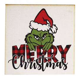 BreeBe - Merry Christmas Grinch Square Magnet - Red, Black, Green