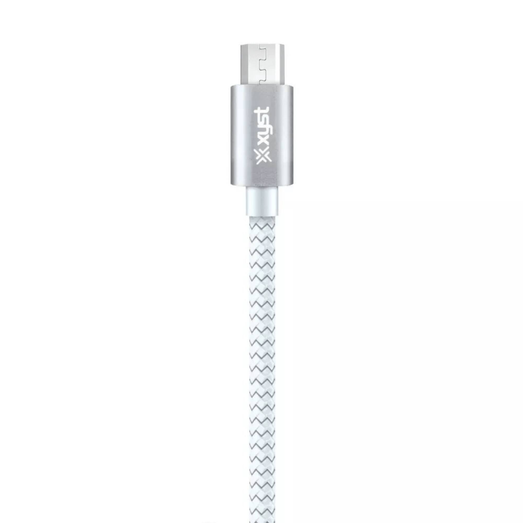 Alt View 2. Xyst - Charge and Sync USB to Micro USB Braided Cable 10Ft - White.