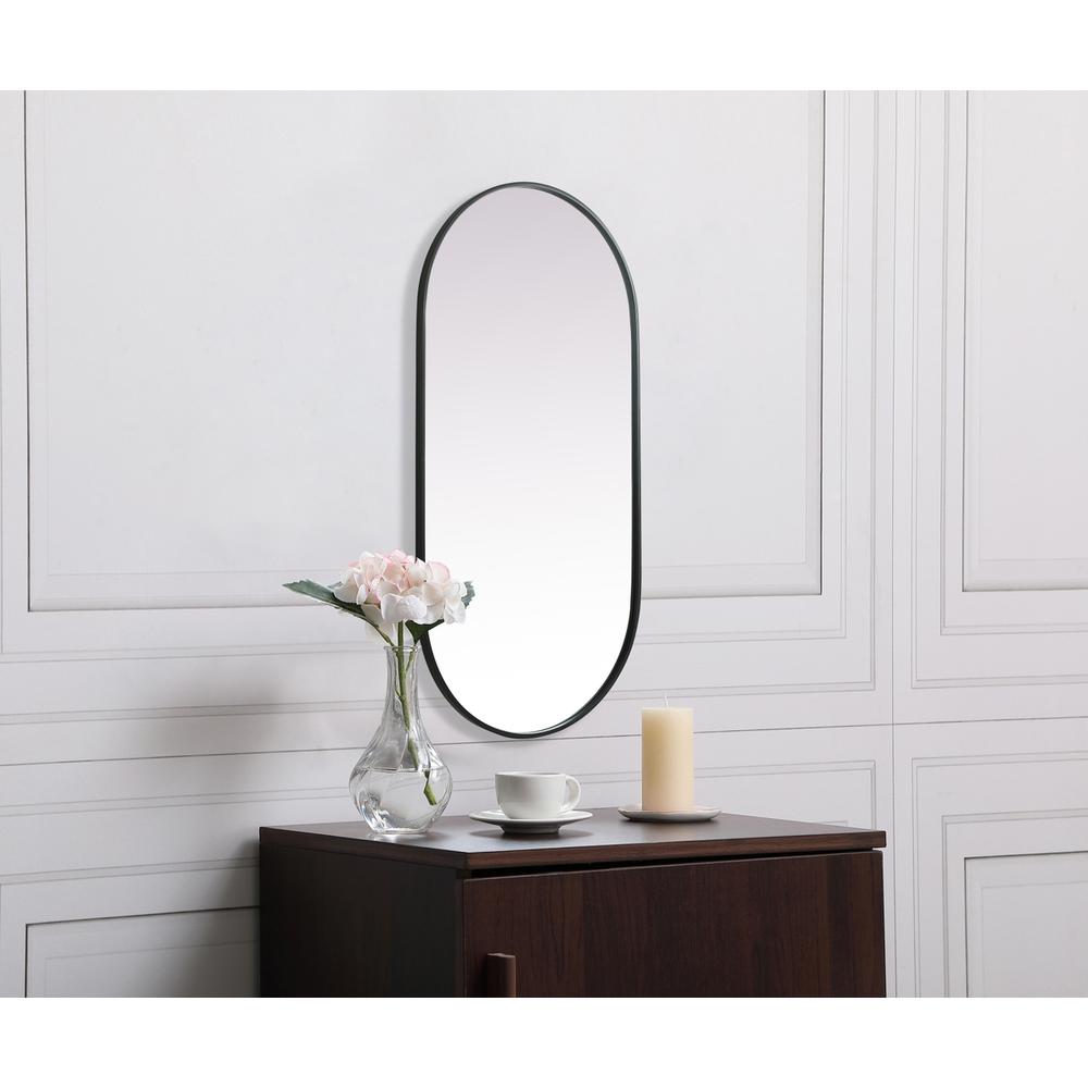 Alt View 6. Elegant Decor - Metal Frame Oval Mirror 24x48 Inch in Black - Black.
