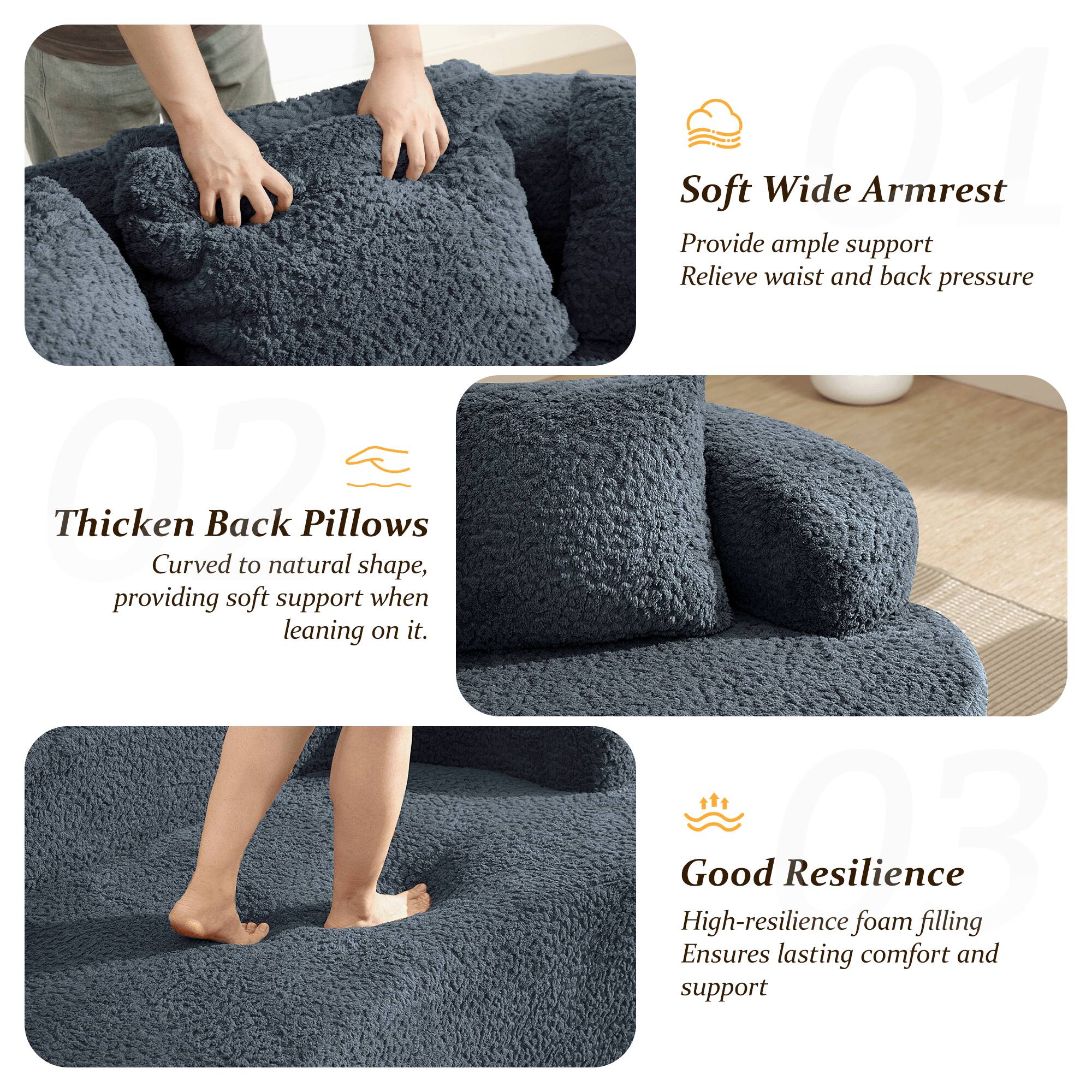 - Thicken Curved Back to natural Pillows shape, providing soft support when leaning on it.
- Soft Wide Armrest Provide ample support Relieve waist and back pressure
- Good High-resilience Resilience foam filling Ensures lasting comfort and support