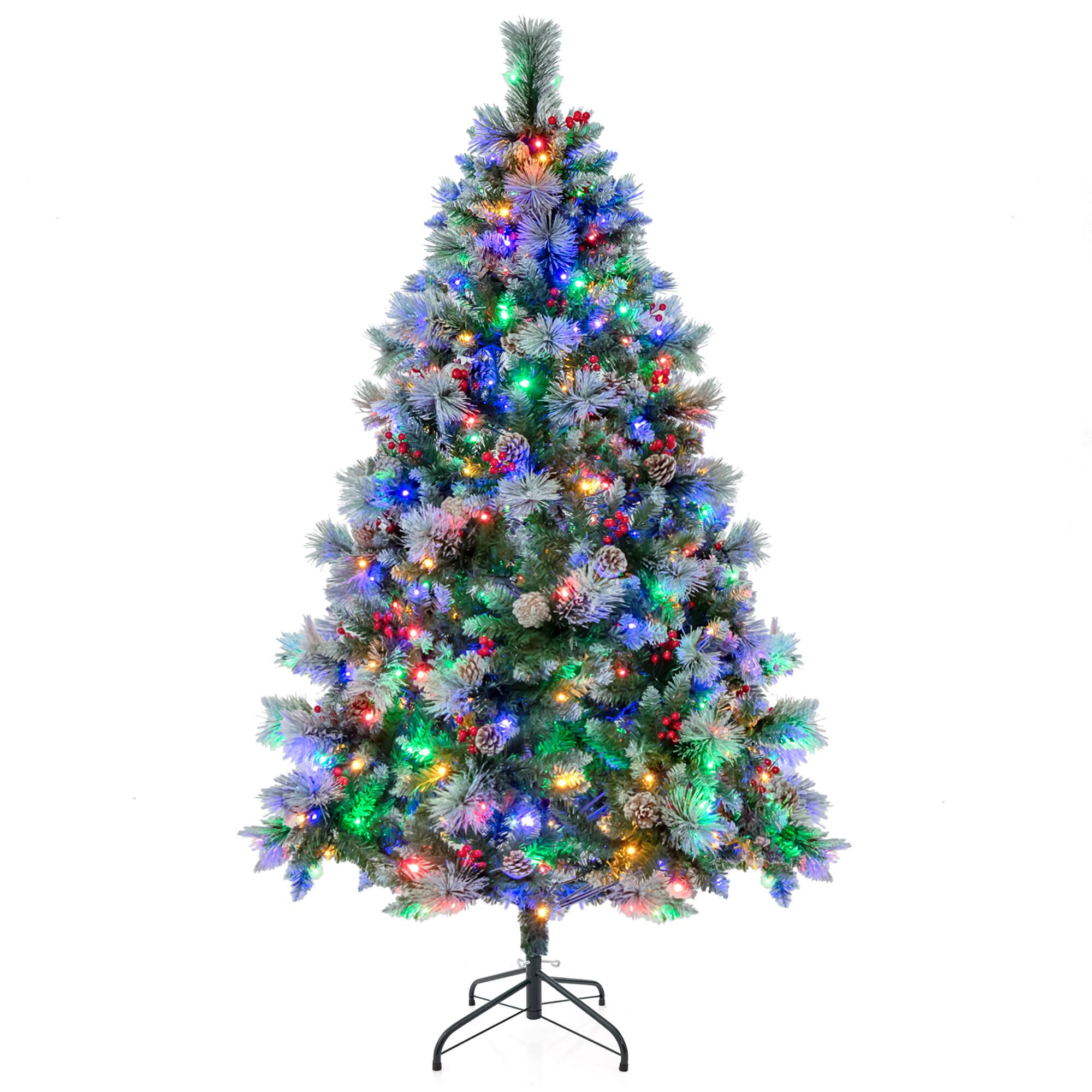 Alt View 9. Gymax - Gymax 6 FT Pre-Lit Artificial Christmas Tree Hinged Xmas Tree w/ 350 LED Lights & 11 Lighting Modes - Green, White.