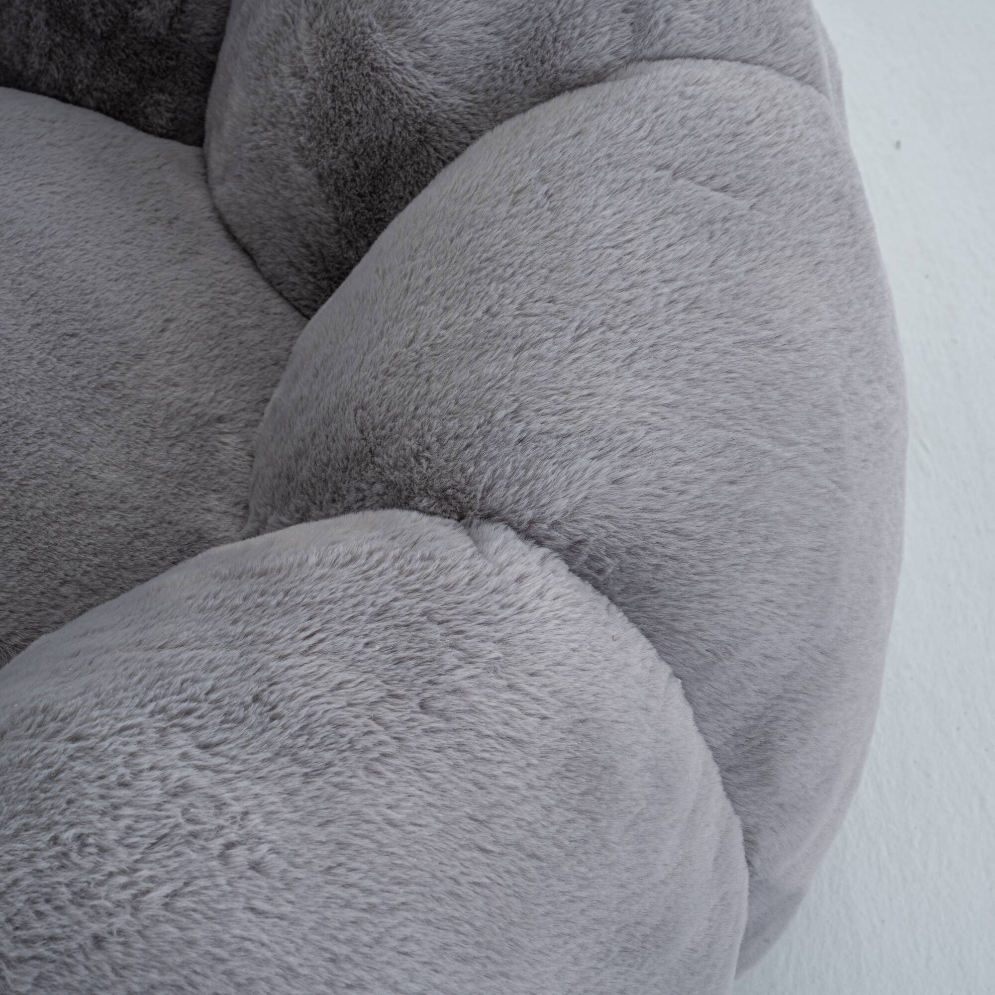 Alt View 7. GOODSILO - Floral-Shaped Faux Fur Bean Bag Sofa, Ultra-Soft Large Reading Chair for Living Room or Bedroom, Single-Seater - Gray.