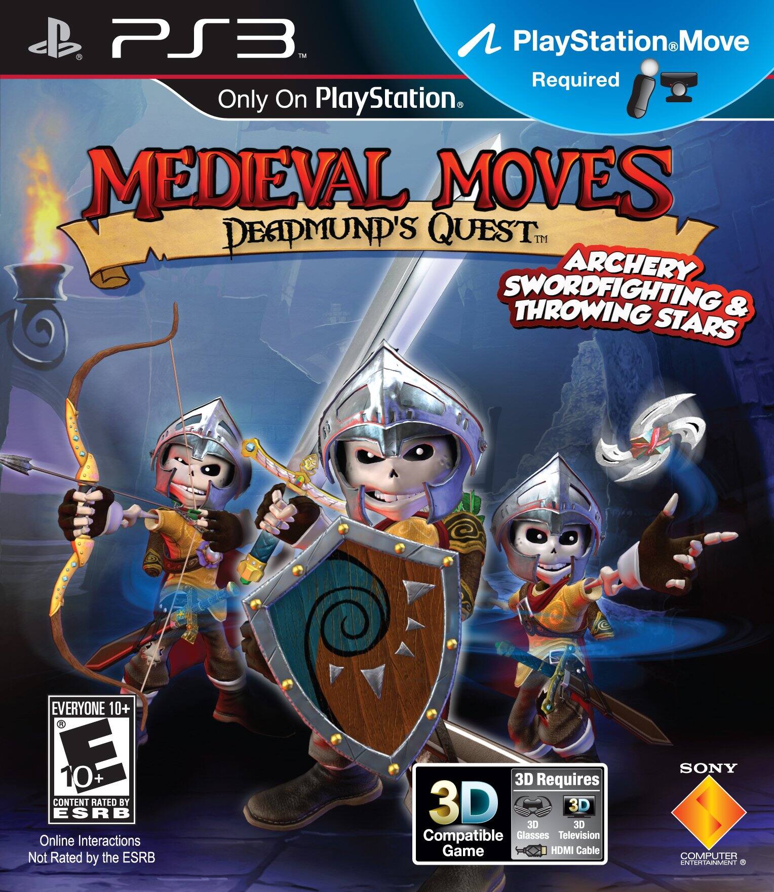PS3
Only On PlayStation
PlayStation Move Required
Medieval Moves: Deadmund's Quest
Archery, Swordfighting & Throwing Stars
Everyone 10+
Content Rated by ESRB
Online Interactions Not Rated by the ESRB
3D Requires
3D Compatible Game
3D Glasses
HDMI Cable
Sony Computer Entertainment - E10+ (Everyone 10+)