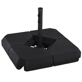 Outsunny - Umbrella Stand Fitting 2" Poles and Steel Base with 4 Fillable Plastic Weights - Black