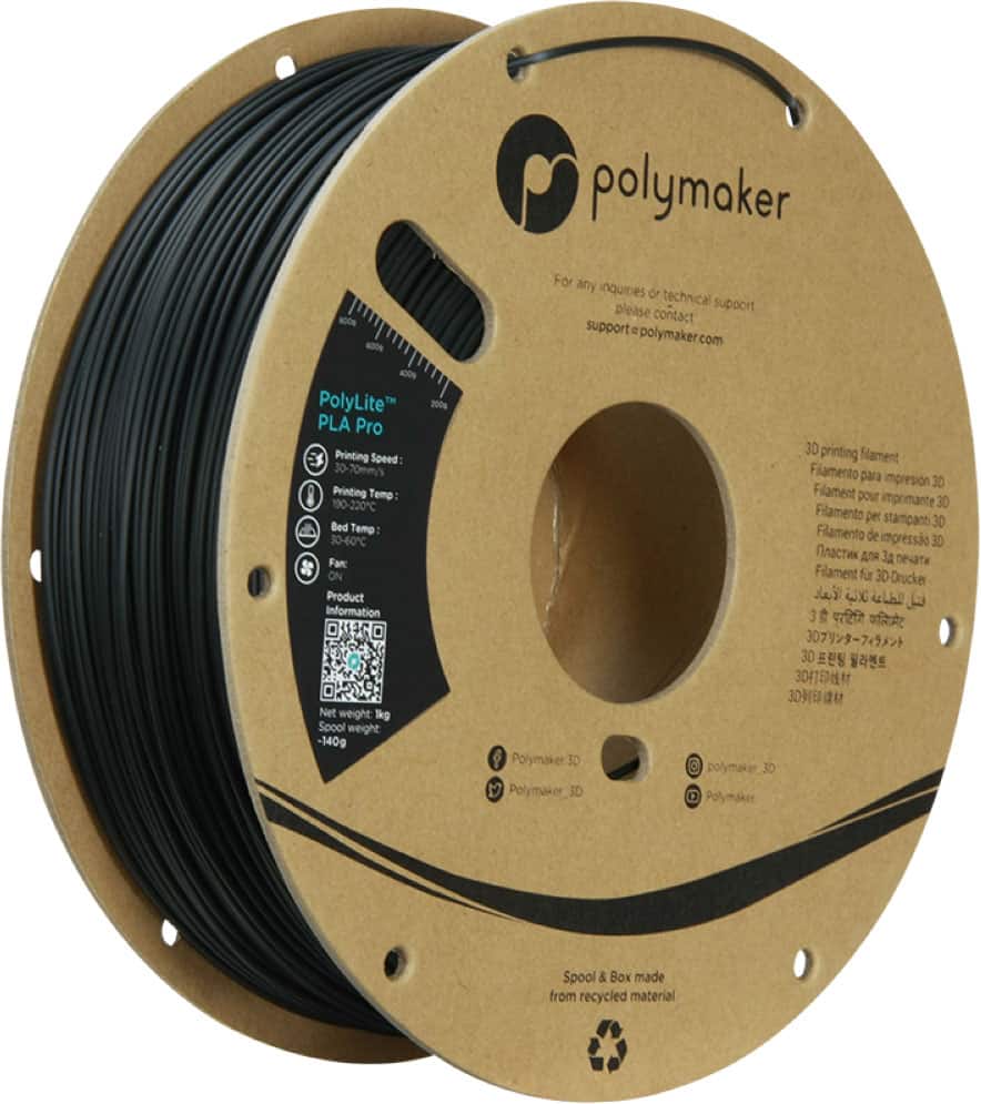 Polymaker - PLA Pro Filament - Black - Front_Zoom