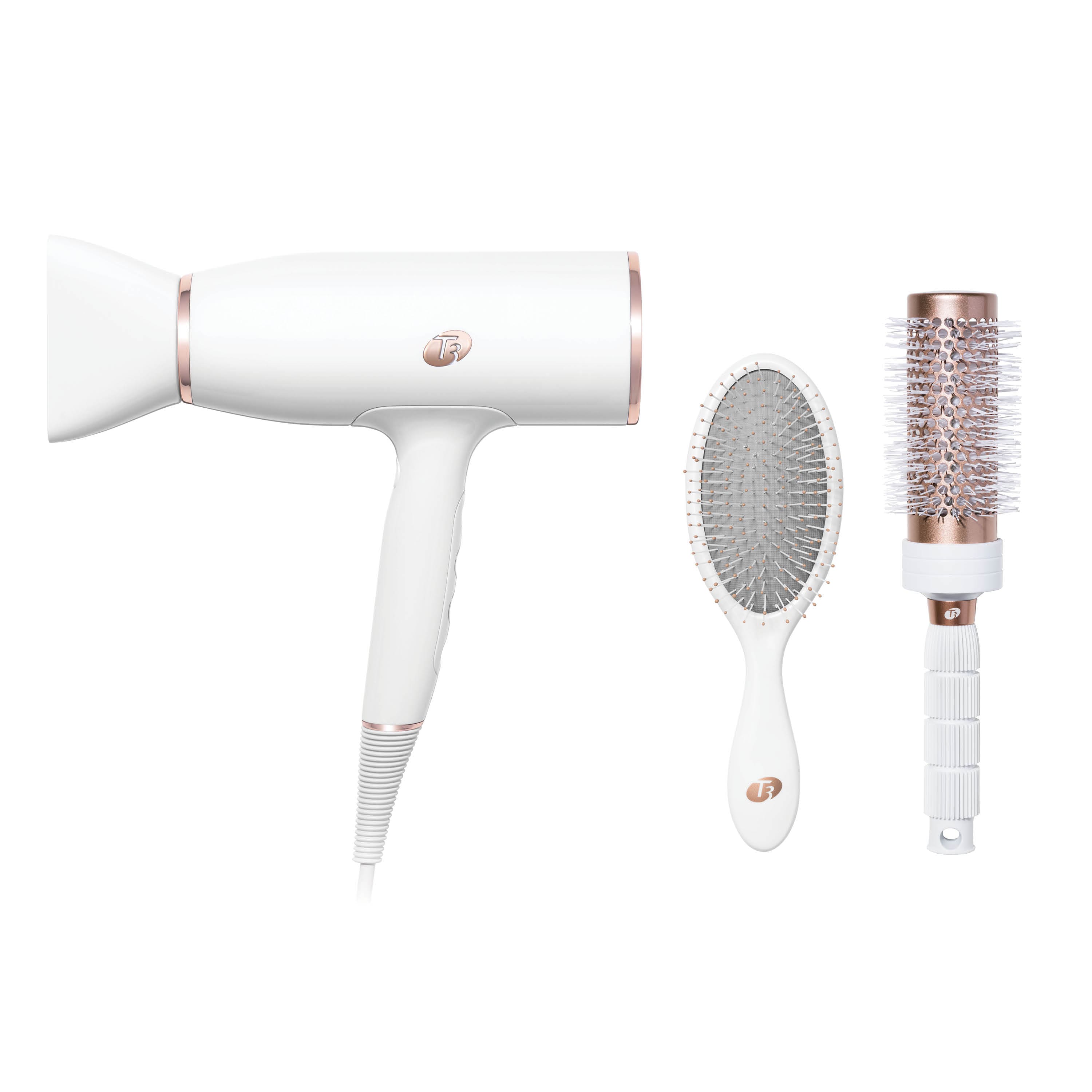 T3 - AireLuxe Professional Hair Dryer and Brush Set - White