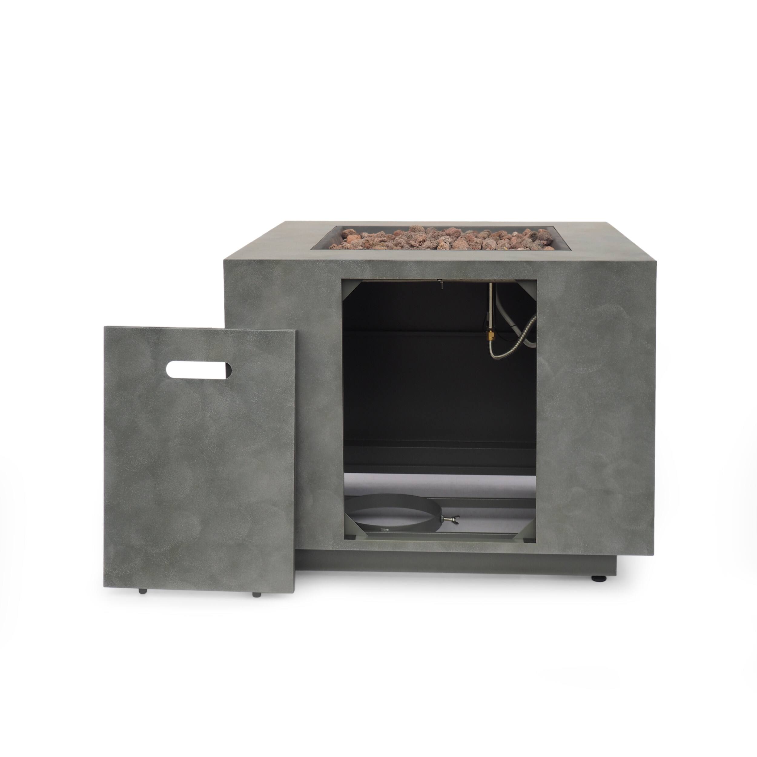 Left. Dexmalle - Dexmalle-Square Iron Fire Pit-Gray.