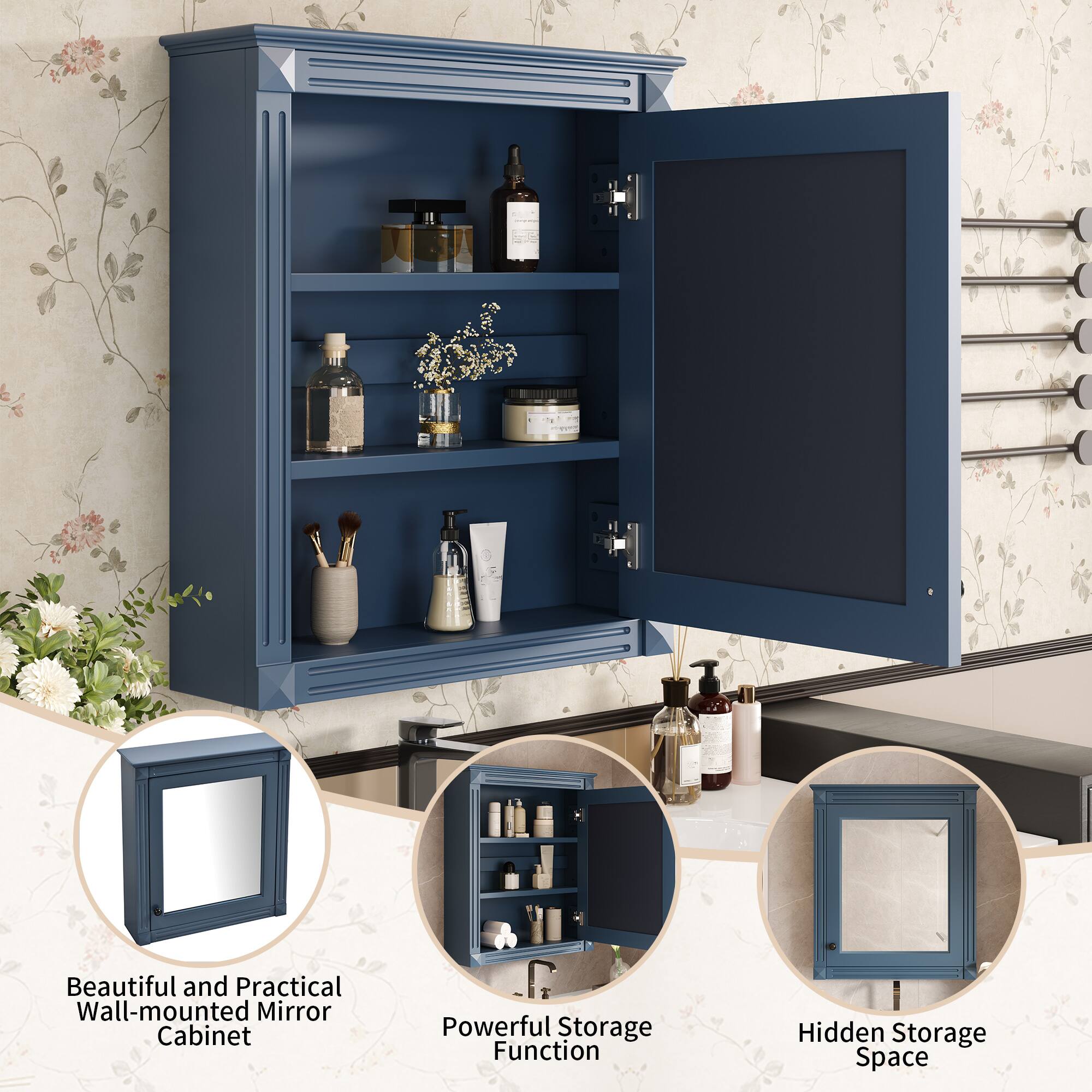 Beautiful and Practical Wall-mounted Mirror Cabinet

Powerful Storage Function

Hidden Storage Space