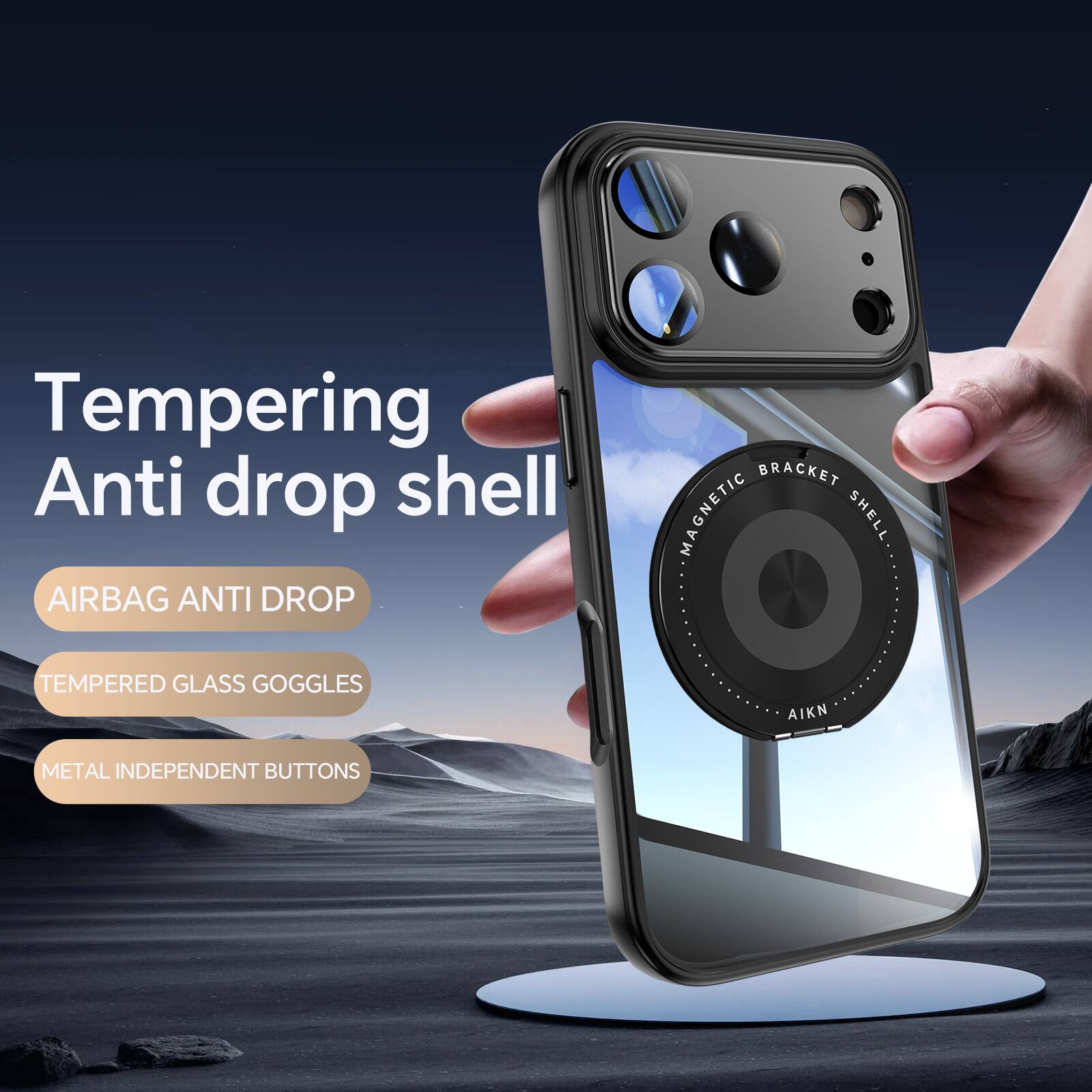 Tempering Anti drop shell  
AIRBAG ANTI DROP  
BRACKET MAGNETIC SHELL  
TEMPERED GLASS GOGGLES  
AIKN  
METAL INDEPENDENT BUTTONS