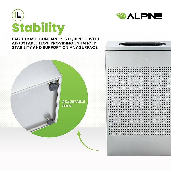 Stability

EACH TRASH CONTAINER IS EQUIPPED WITH ADJUSTABLE LEGS, PROVIDING ENHANCED STABILITY AND SUPPORT ON ANY SURFACE.

ALPINE

ALPINE ADJUSTABLE FOOT