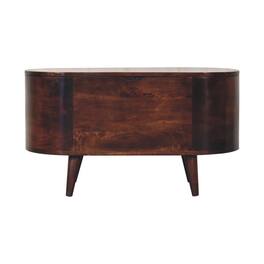 Artisan Furniture - Solid Wood Light Walnut Rounded Lid-up Blanket Box - Dark Brown