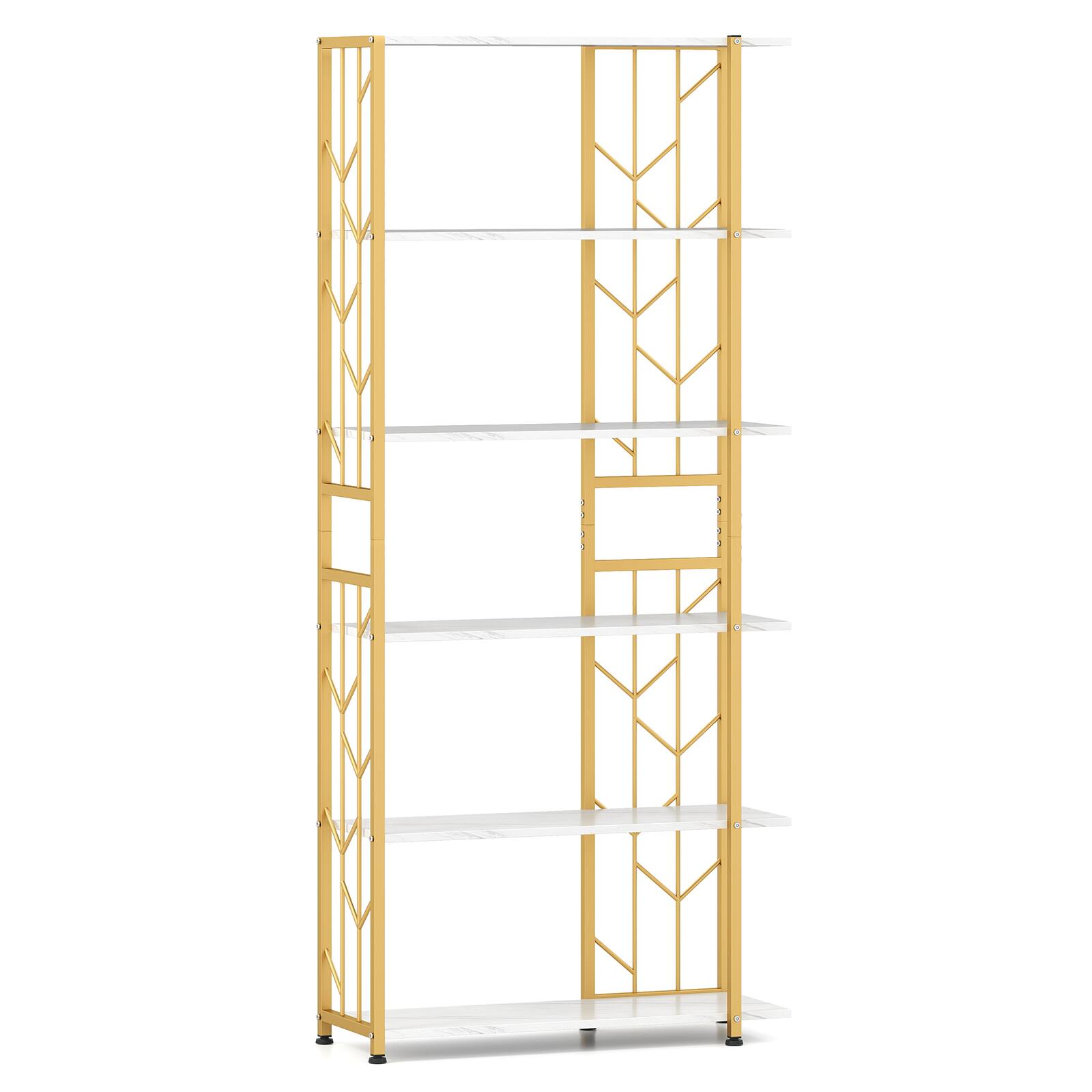 Alt View 8. Gymax - Gymax 6-Tier Bookshelf w/Heavy-duty Metal Frame2 Anti-tipping Kits for Living Room White - White.