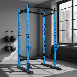 KERDOM - Heavy Duty Stable Squat Rack Height Adjustable Weight Lifting Stand Power Rack Cage Home Gym Equipment, 660lbs Capacity - Blue
