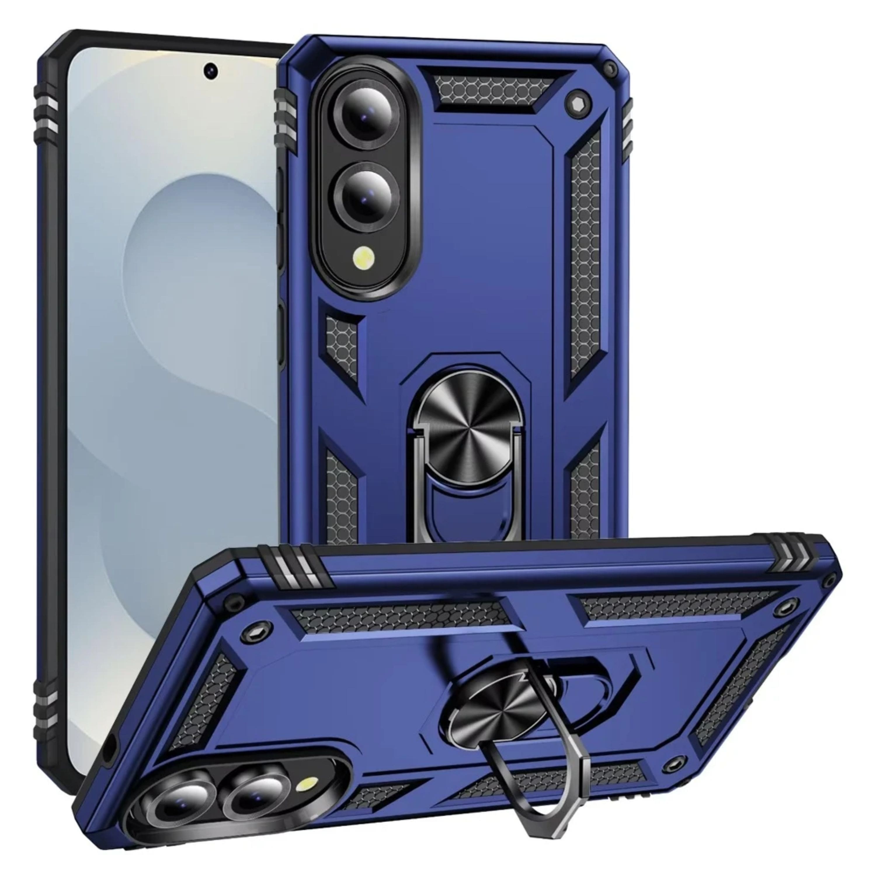 Kitcheniva - Shockproof Ring Magnetic Kickstand Phone Case With Tempered Glass For Samsung Galaxy S25 Edge - Blue price history on PriceWatchPro